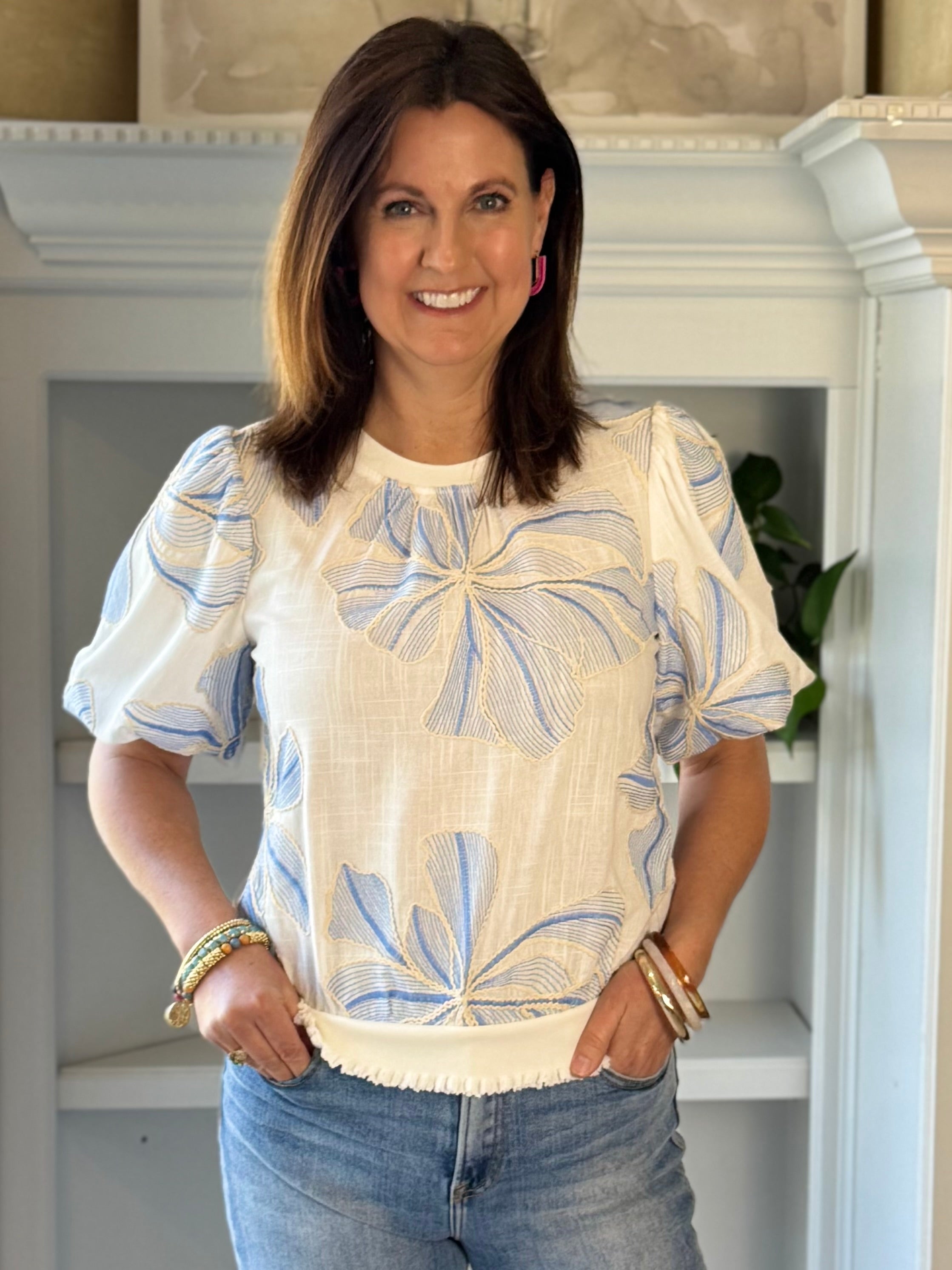 Meadow Embroidered Top - Ivory