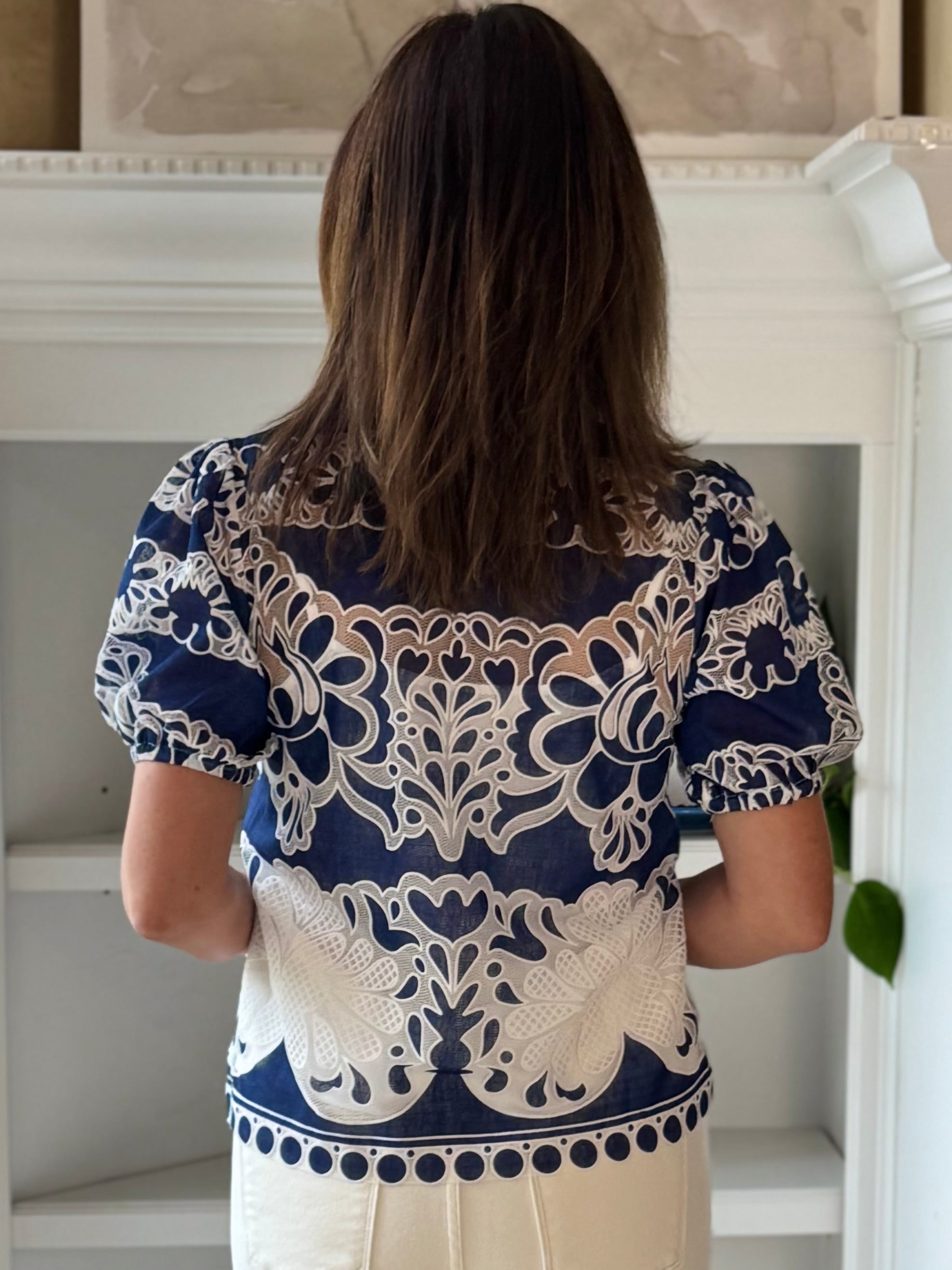 Current Air Horizons Embroidered Top