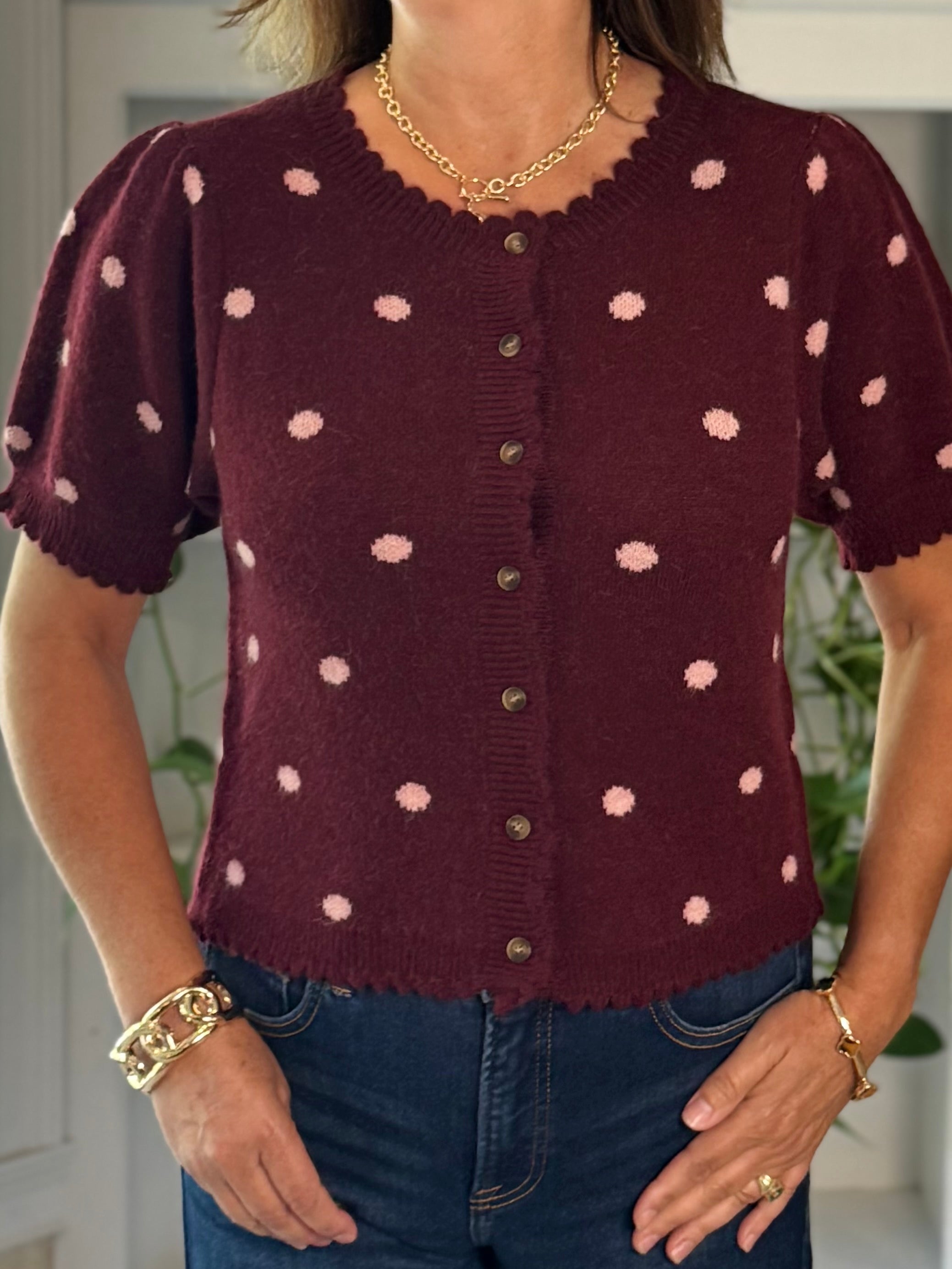 Fall for Polka Knit Top