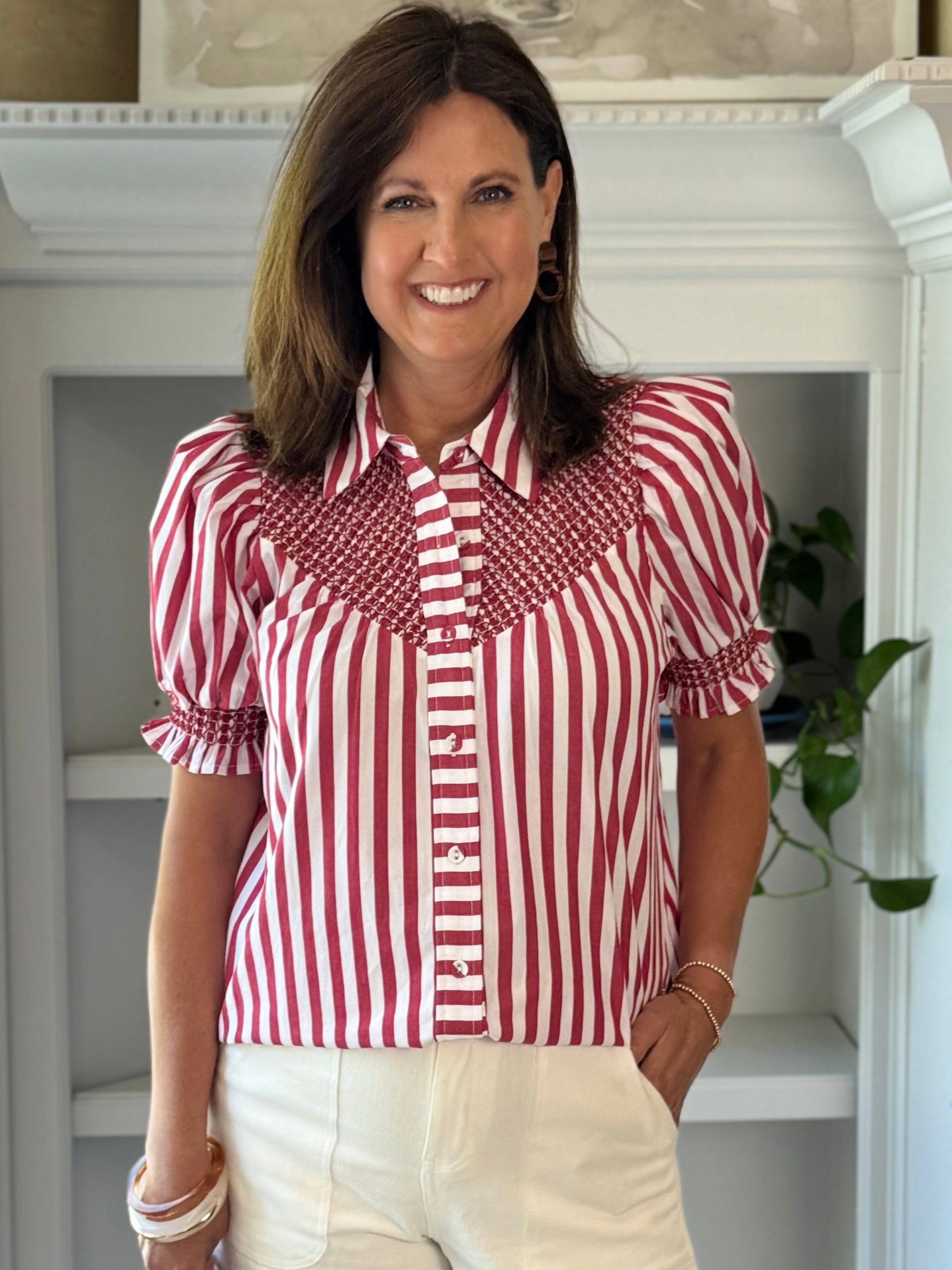 Red Line Striped Top