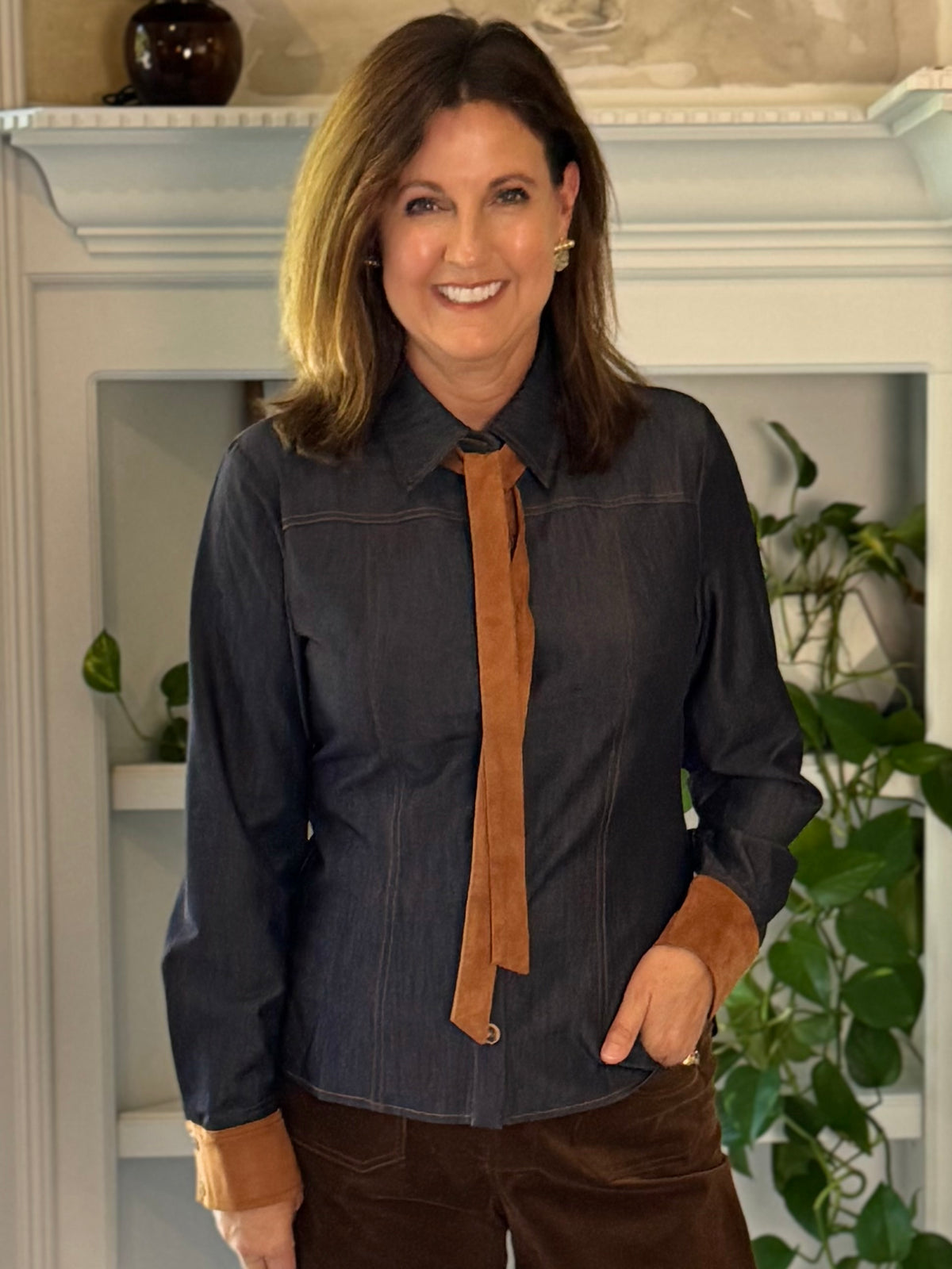 Current Air Best Dressed Tie Blouse