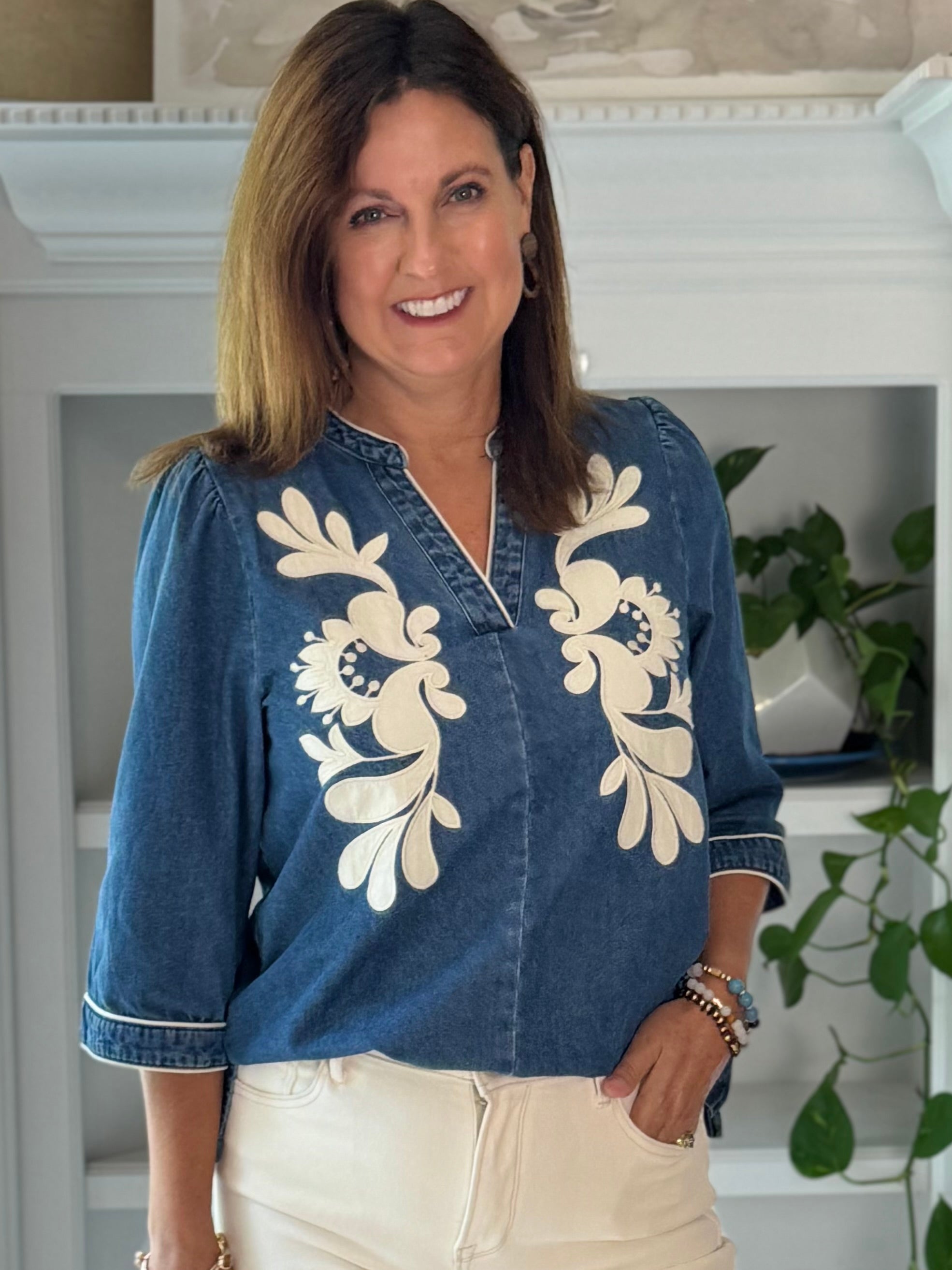Denim & Grace Applique Top