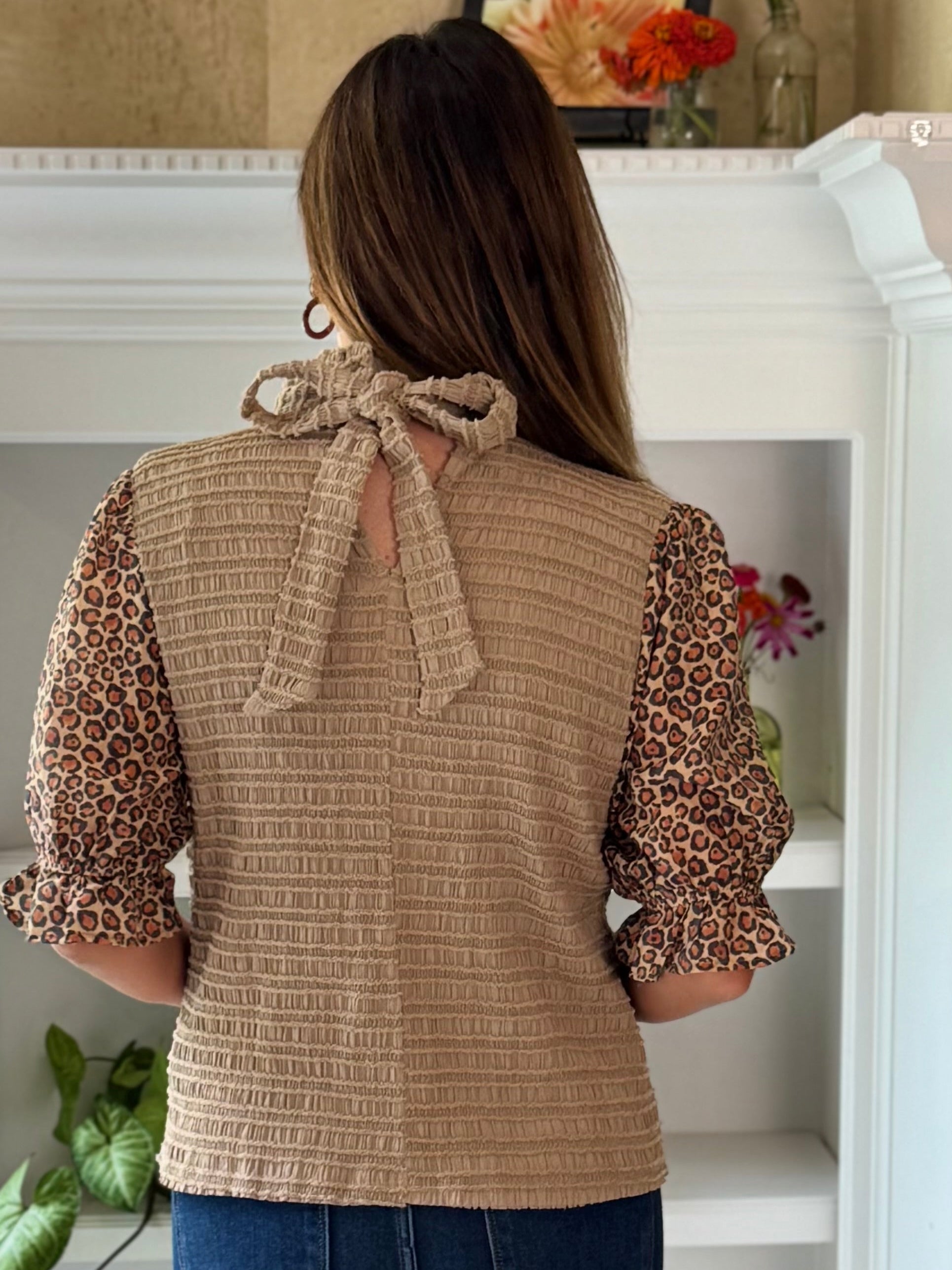 Leopard Luxe Tie-Back Top