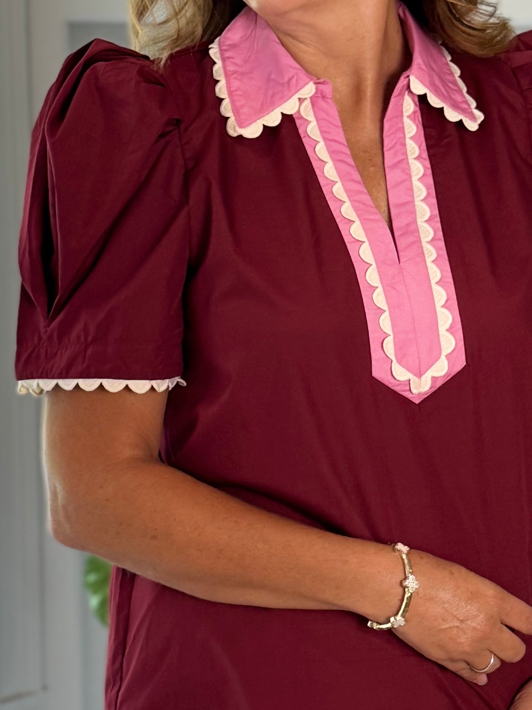 Playful Trim Contrast Top