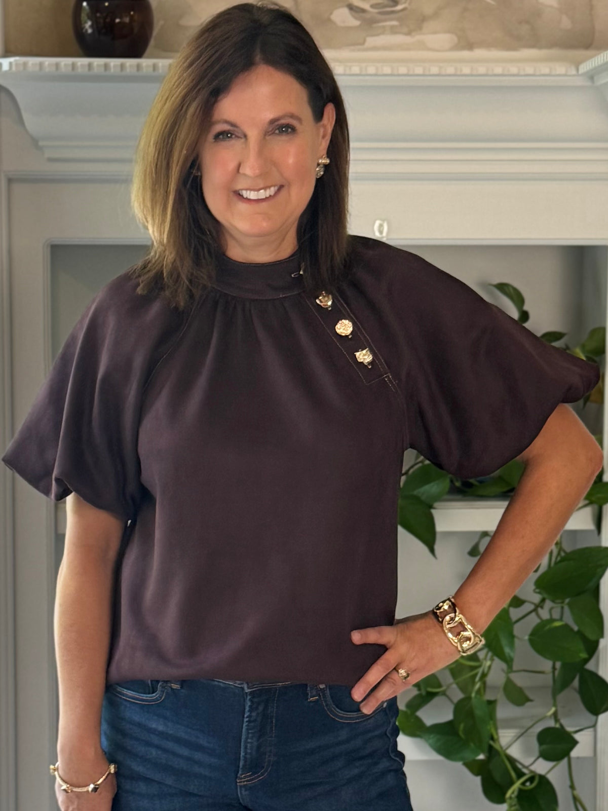 THML Signature Top - Brown Faux Suede