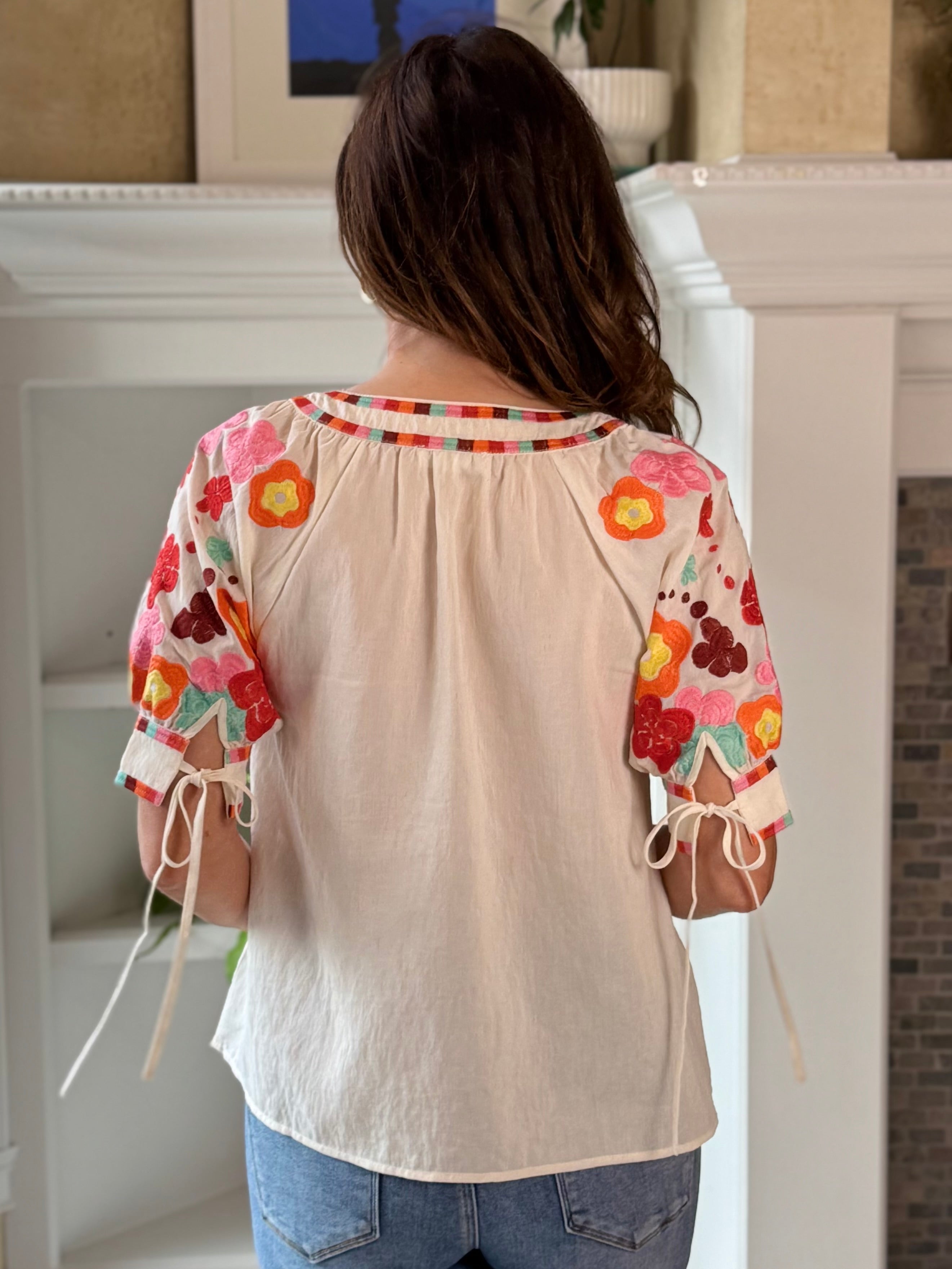 THML Color Pop Embroidered Top