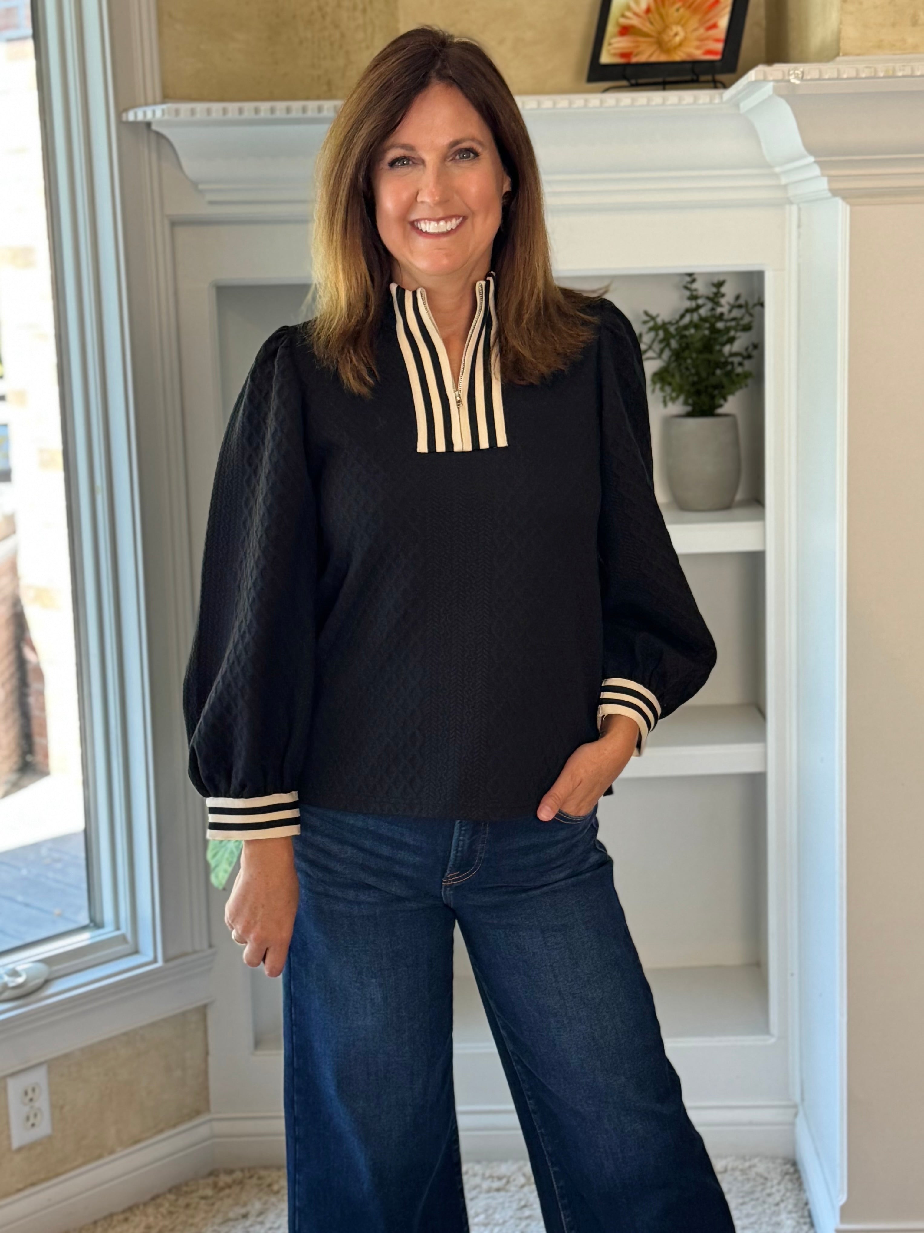 Horizons Textured Contrast Top