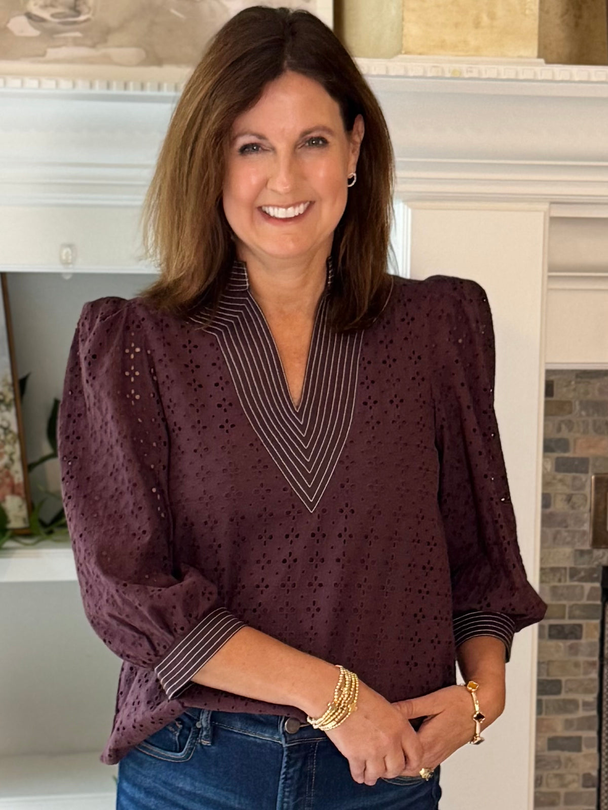 Espresso Allure Eyelet Top