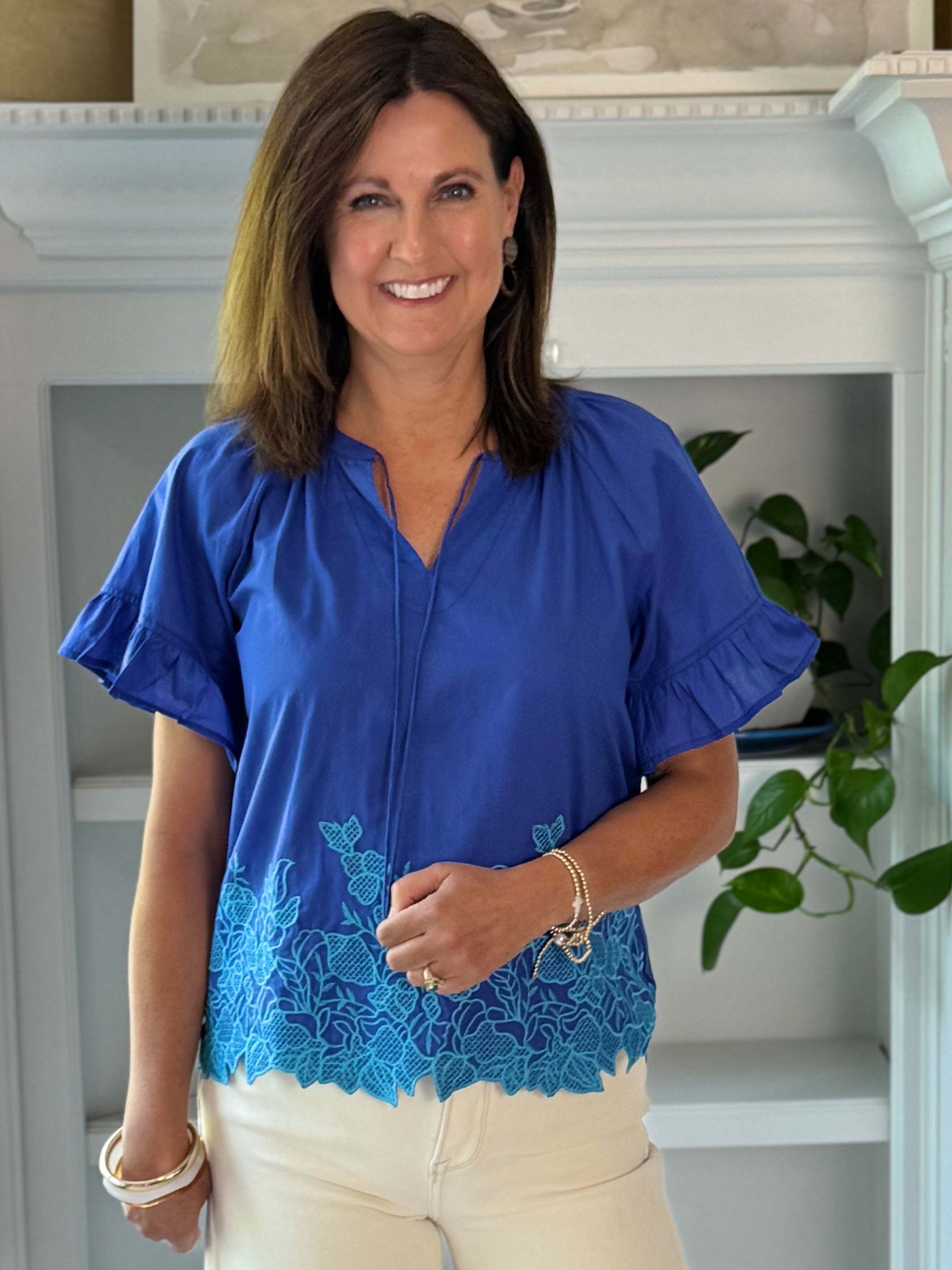Blue Horizon Embroidered Top