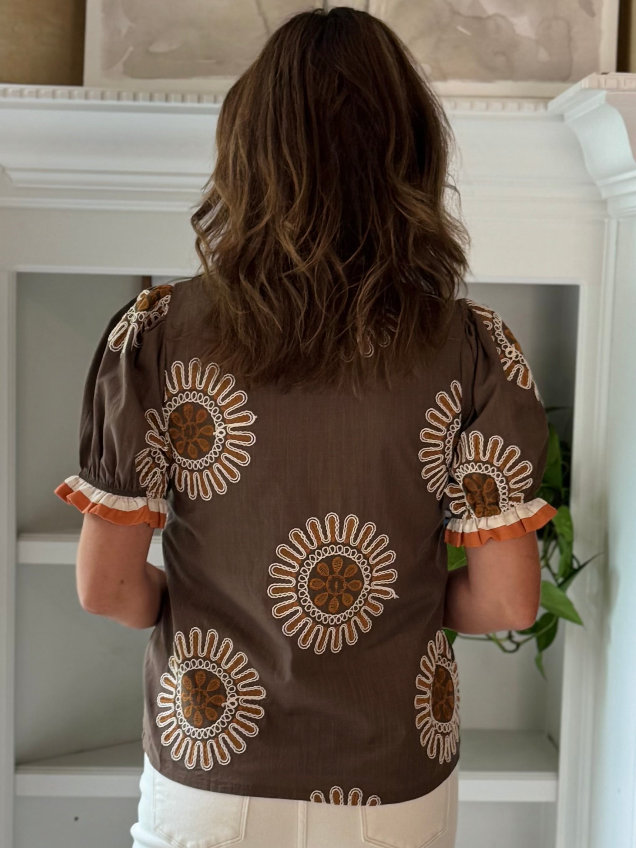 Cinnamon Burst Embroidered Top