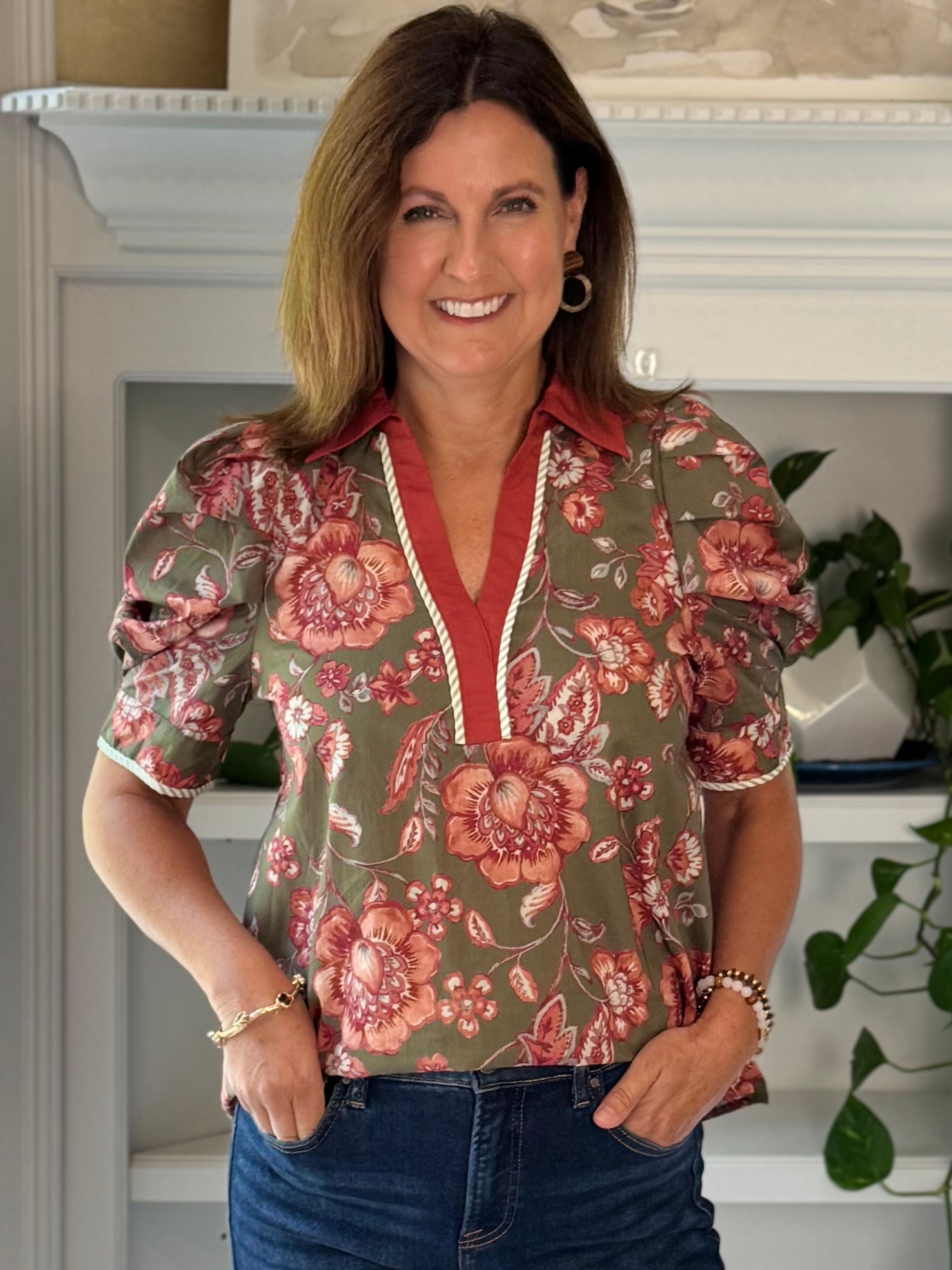 Harvest Garden Floral Contrast Top