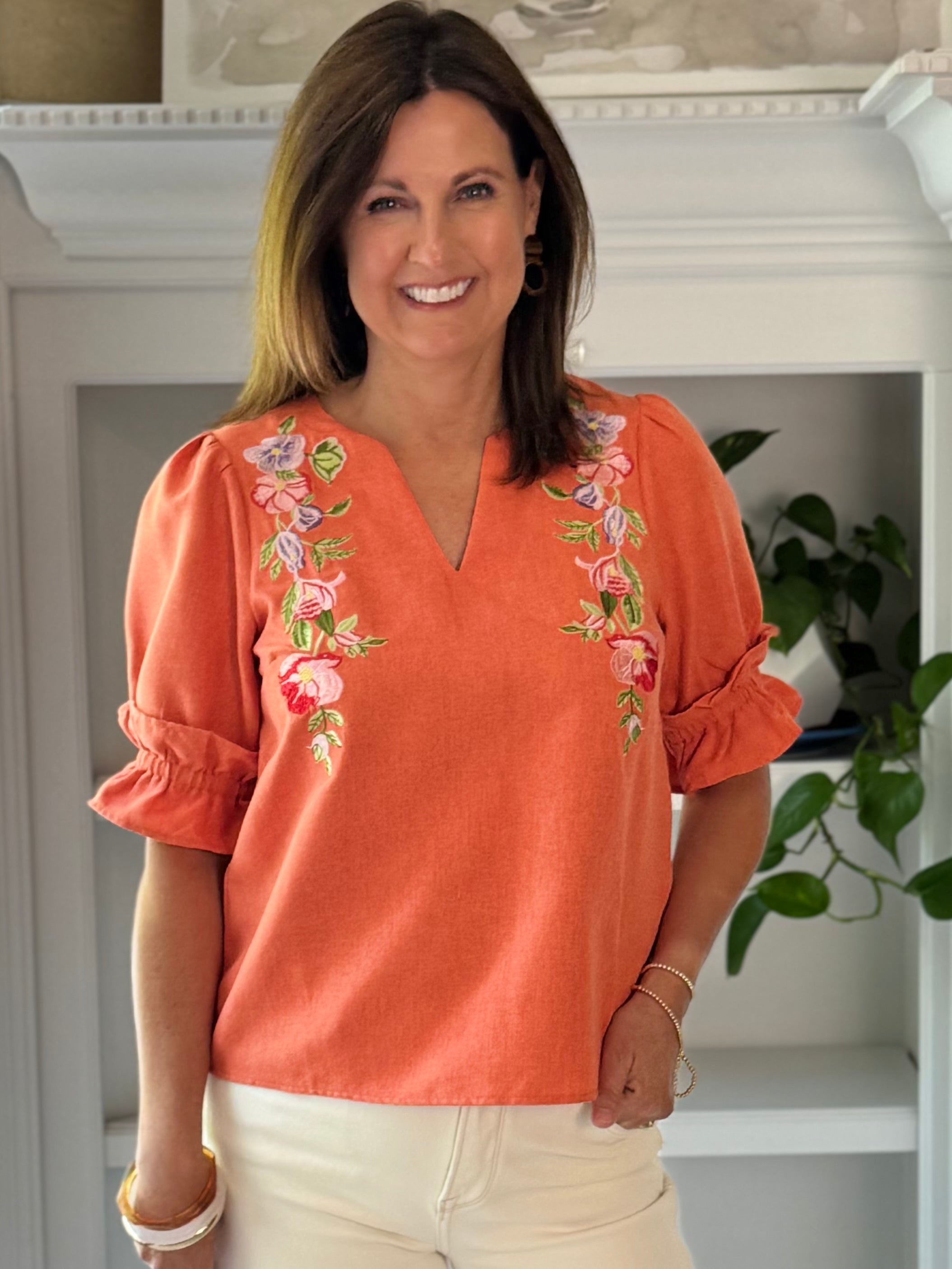 Sunset Elegance Embroidered Top