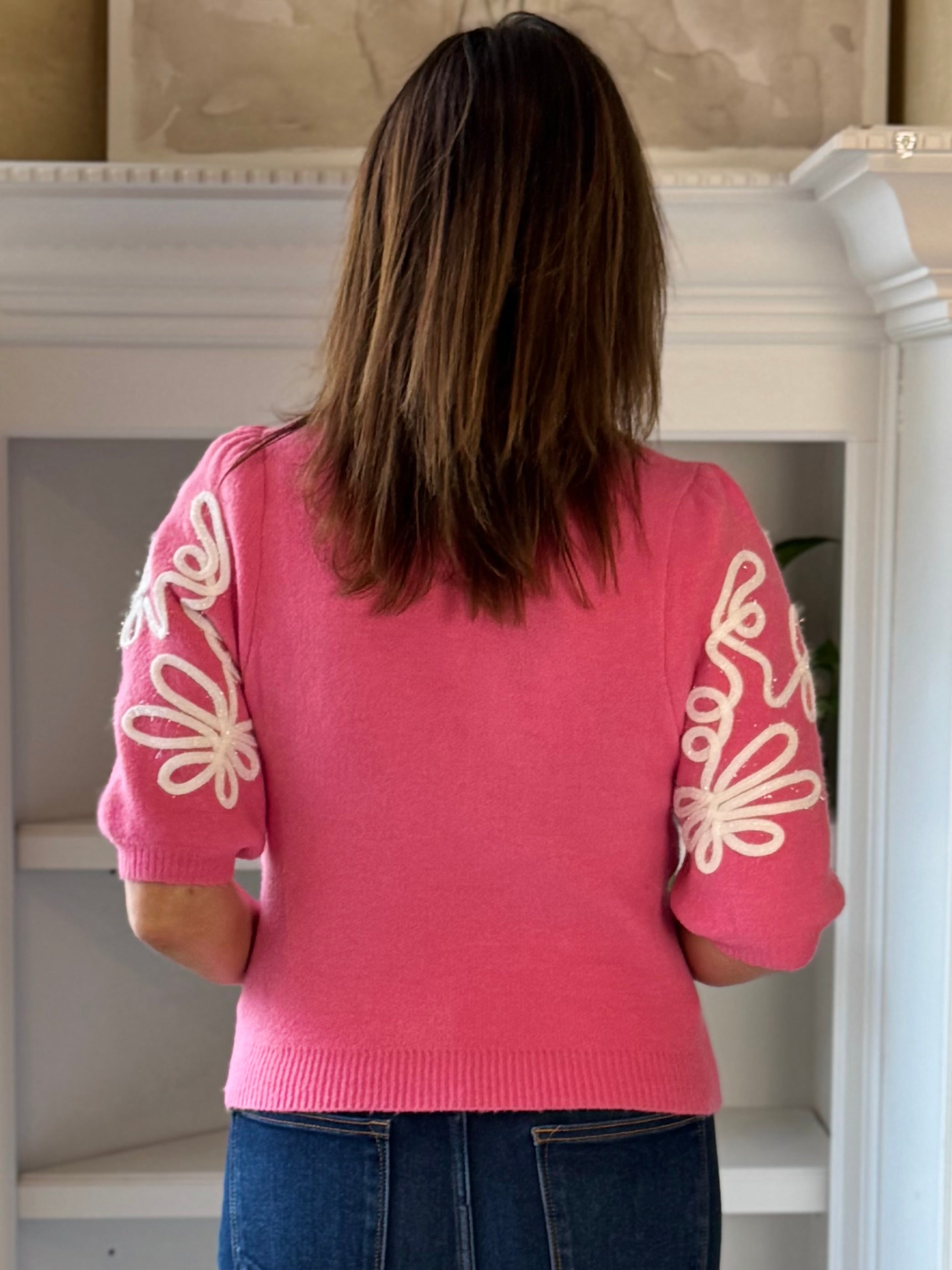 THML Pink Pop Embroidered Sweater