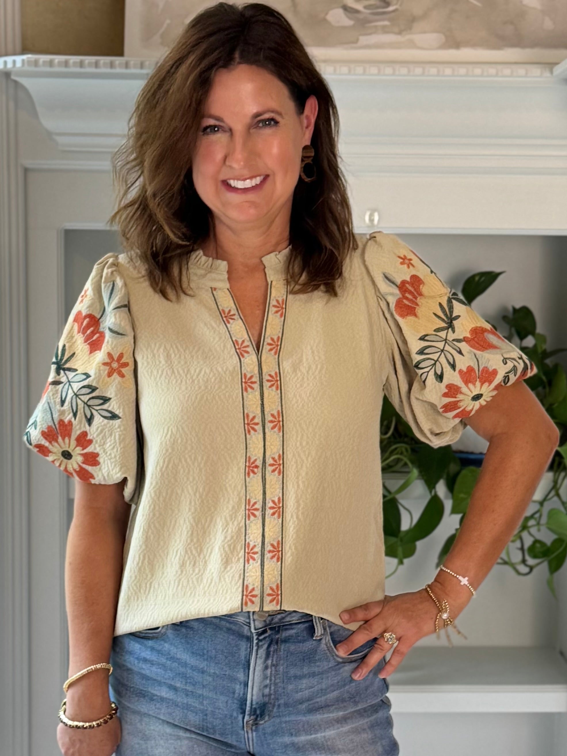 Willow Sage Embroidered Top