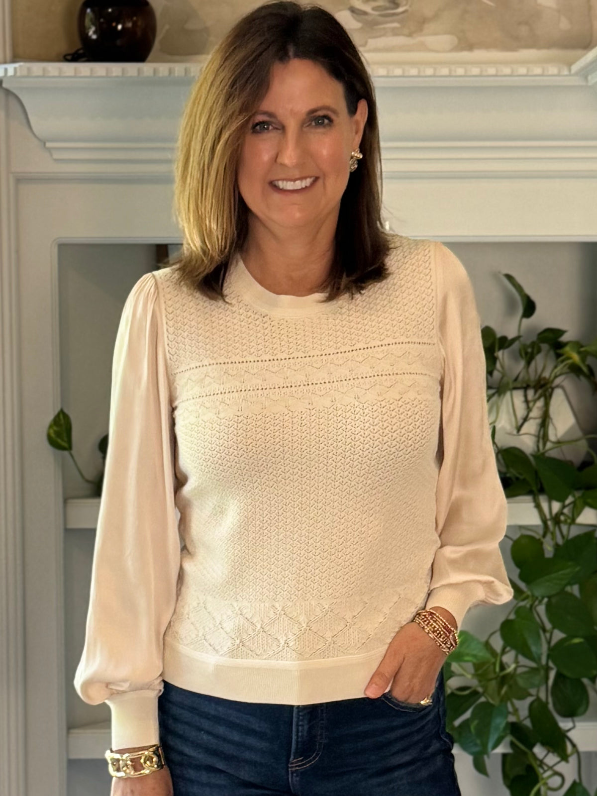 Current Air Elevated Detail Sweater - Champagne