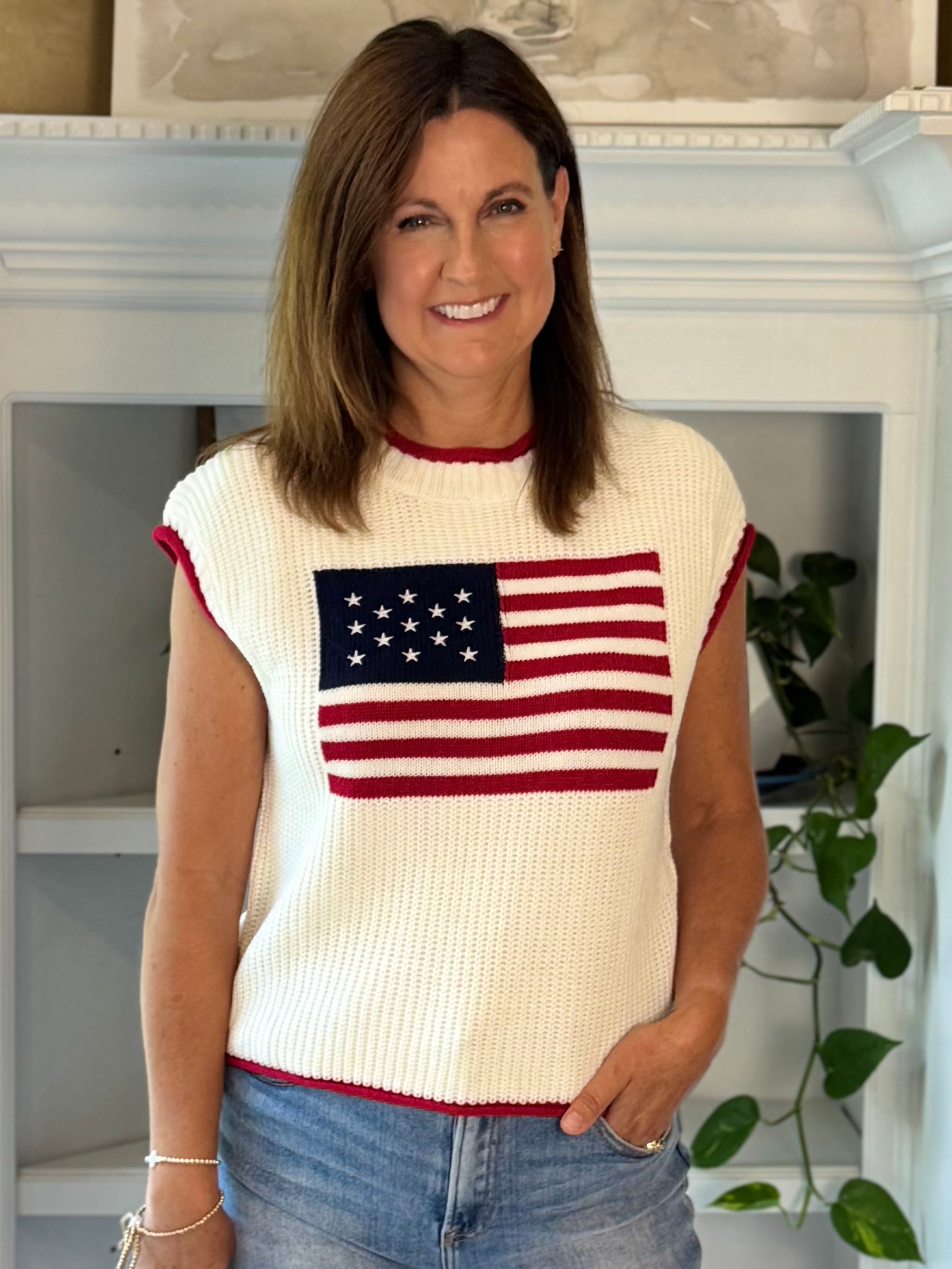 Stars & Stripes Knit Top - Off-White