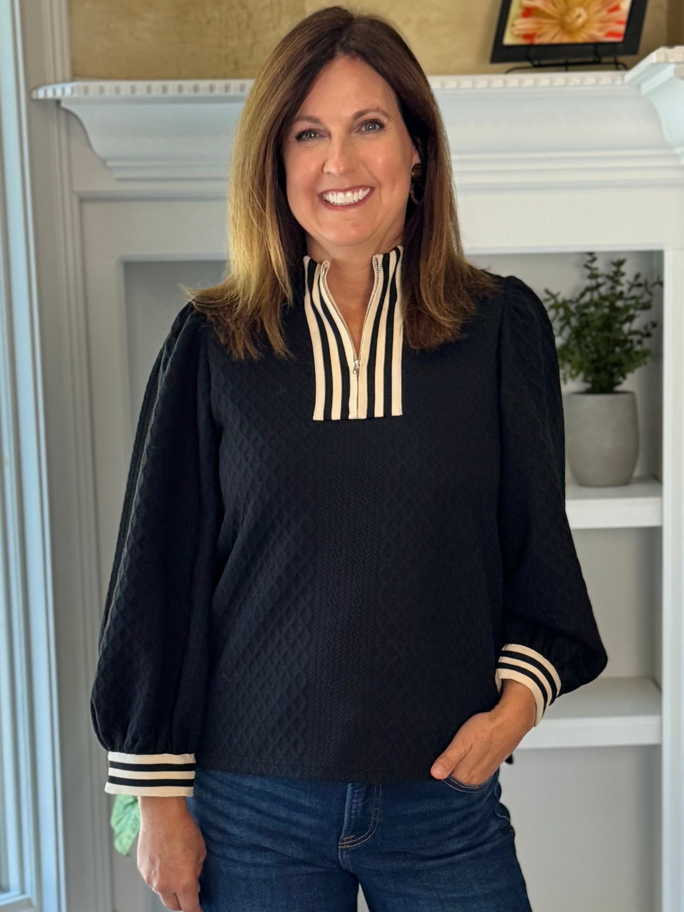 Horizons Textured Contrast Top