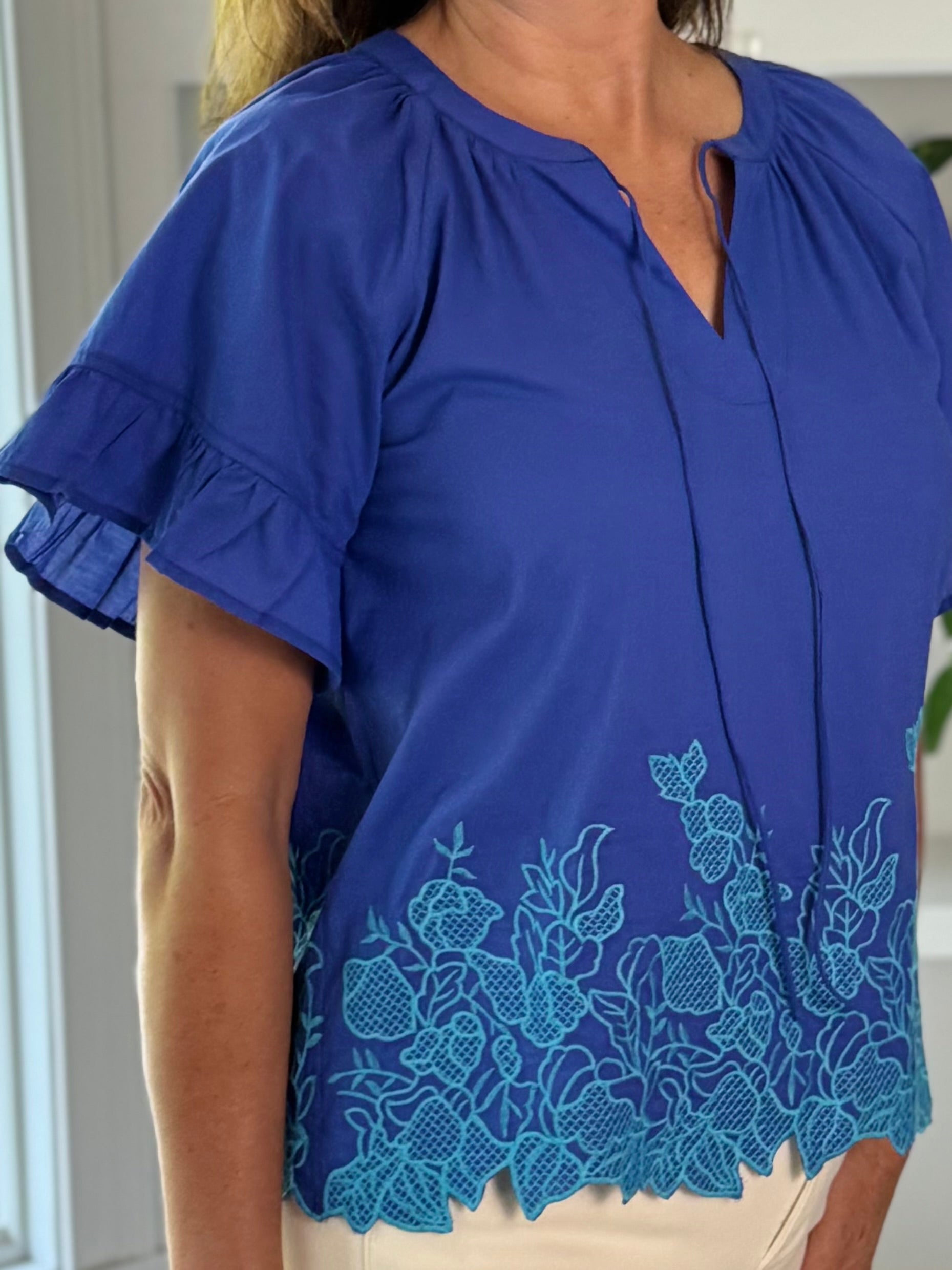 Blue Horizon Embroidered Top