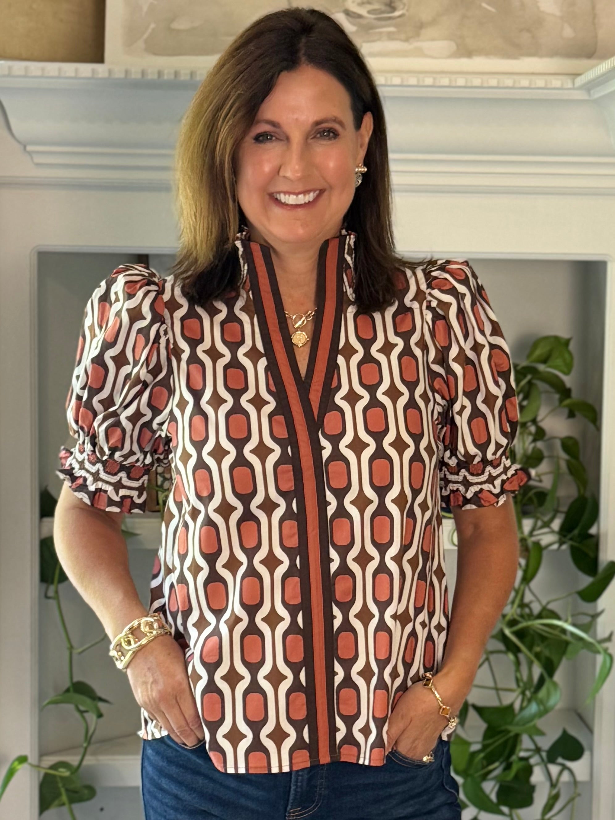 Fall Rewind Print Top
