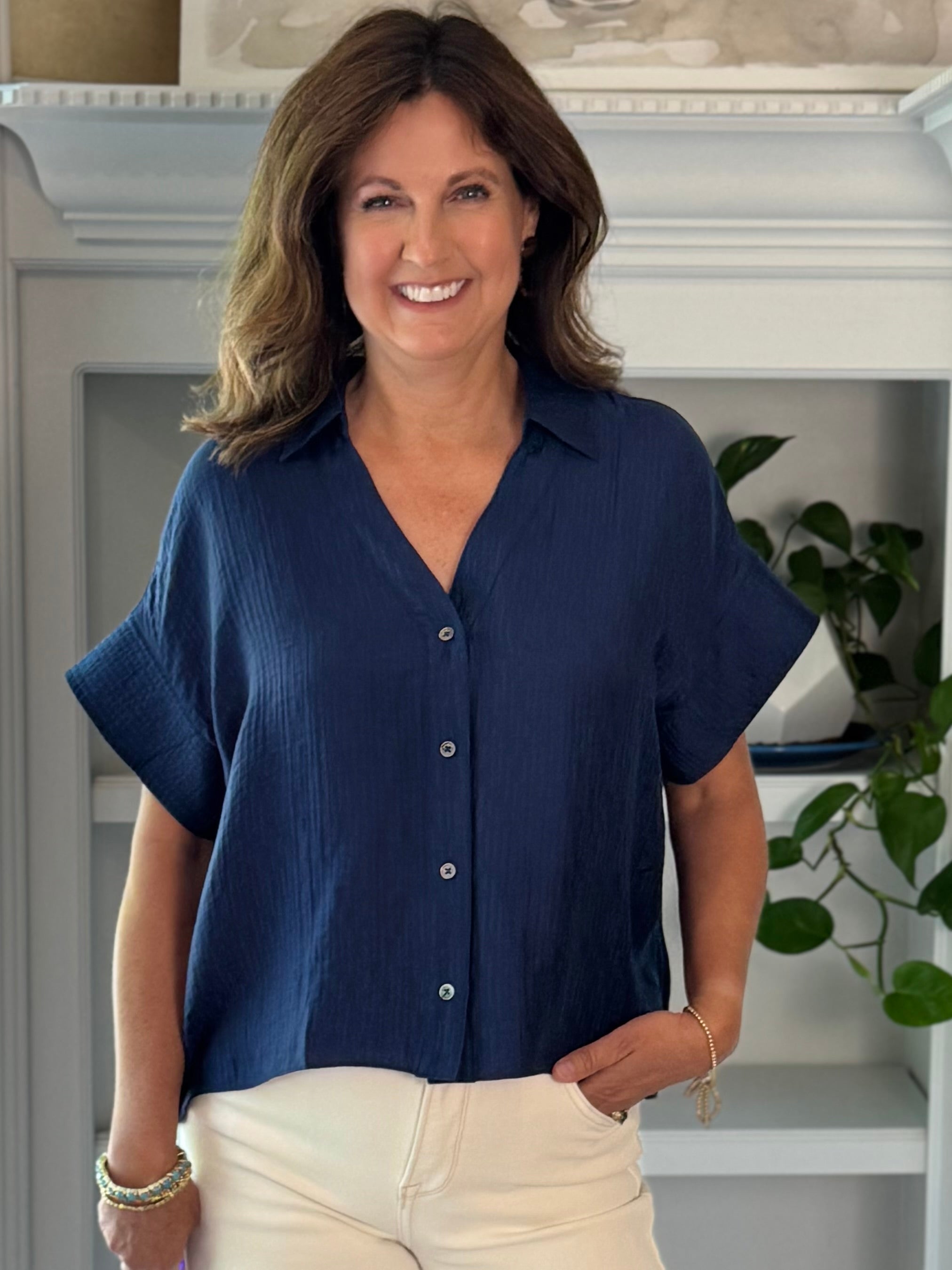 Current Air Navy Luxe Blouse
