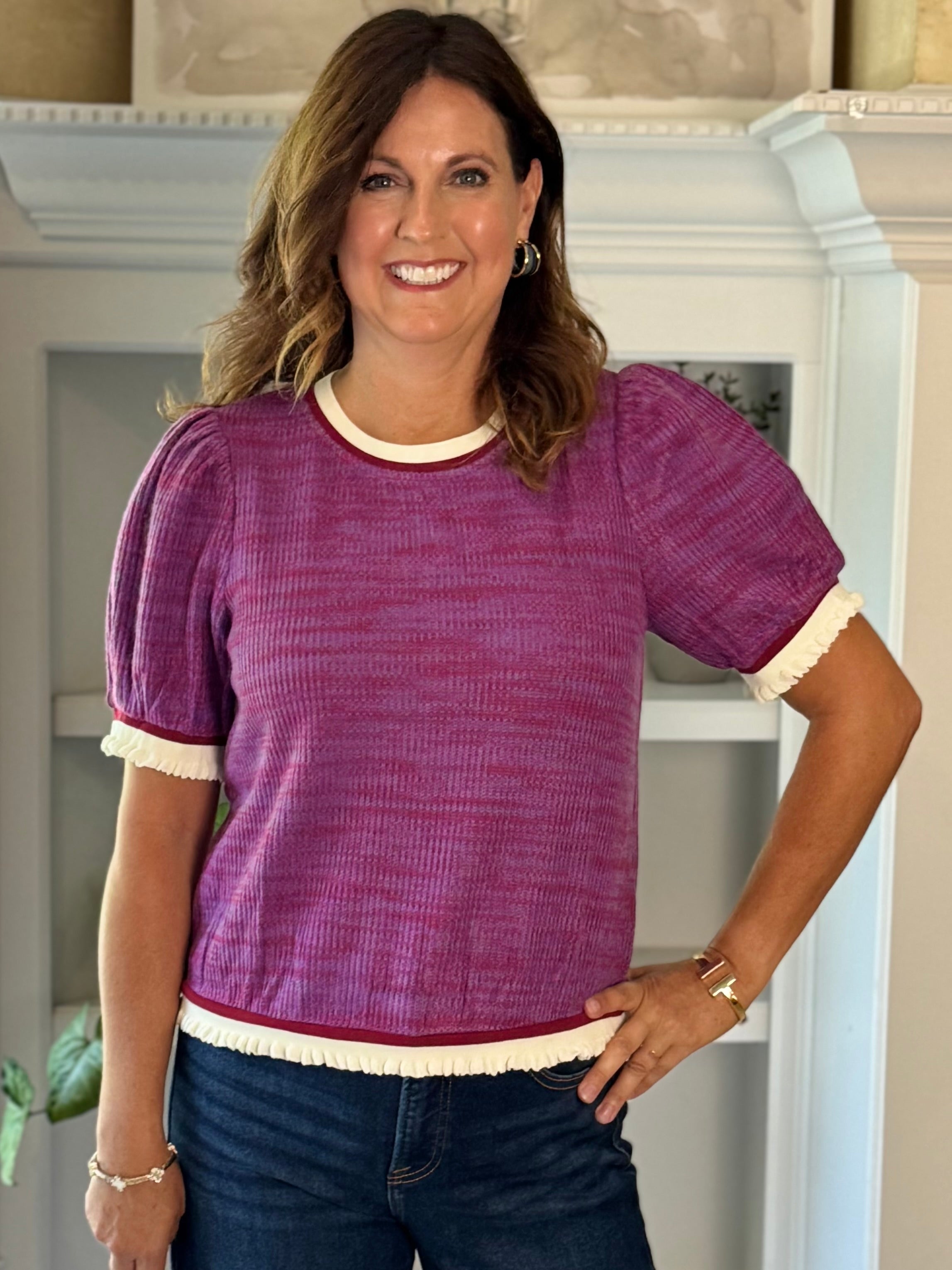 Plum Contrast Top