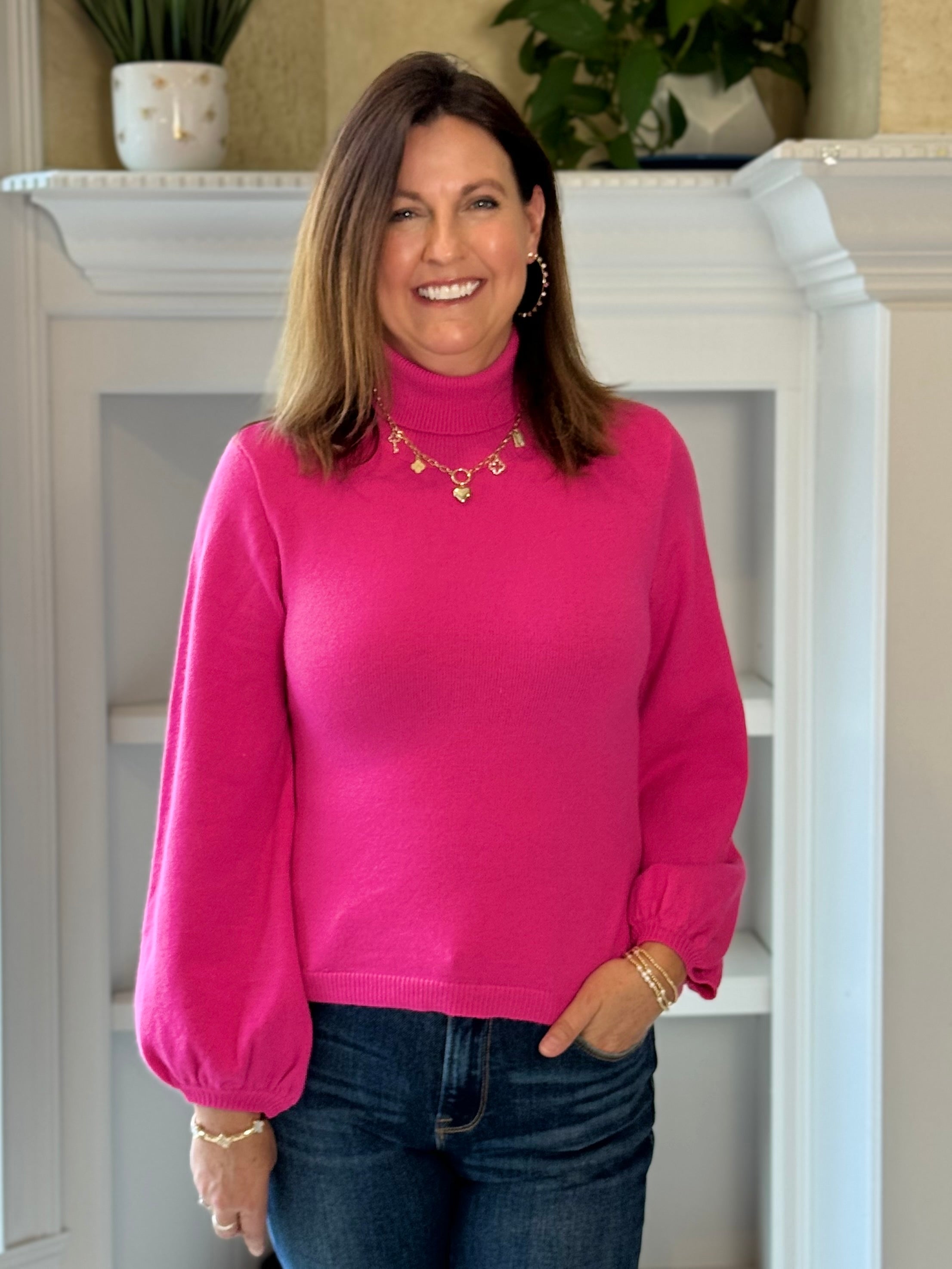 The Perfect Turtleneck Sweater - Fuchsia