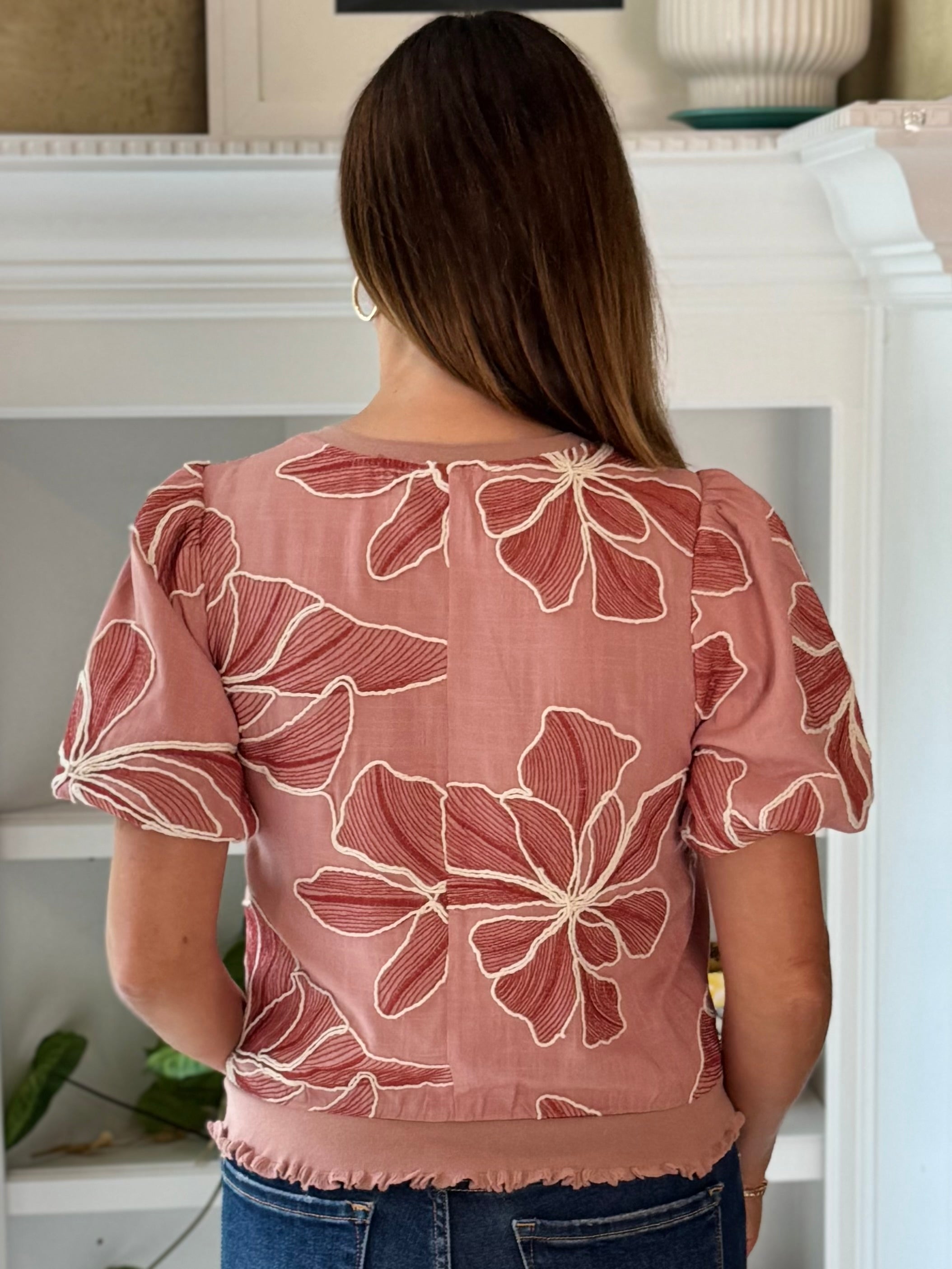 Meadow Embroidered Top - Mauve