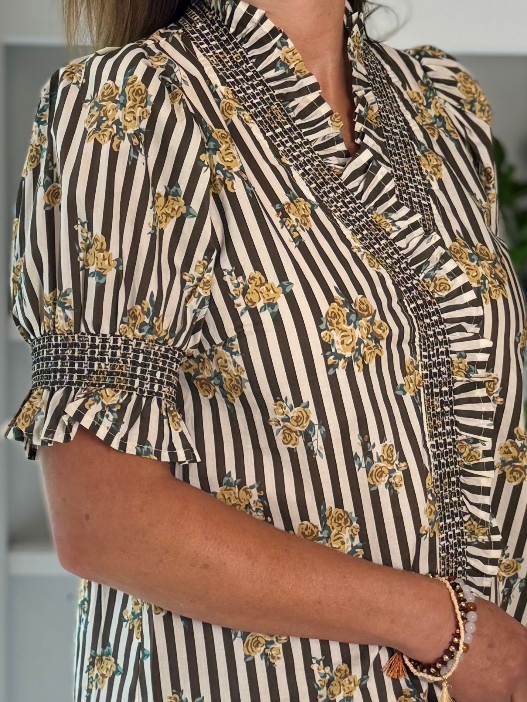 Twice as Nice Floral Striped Top