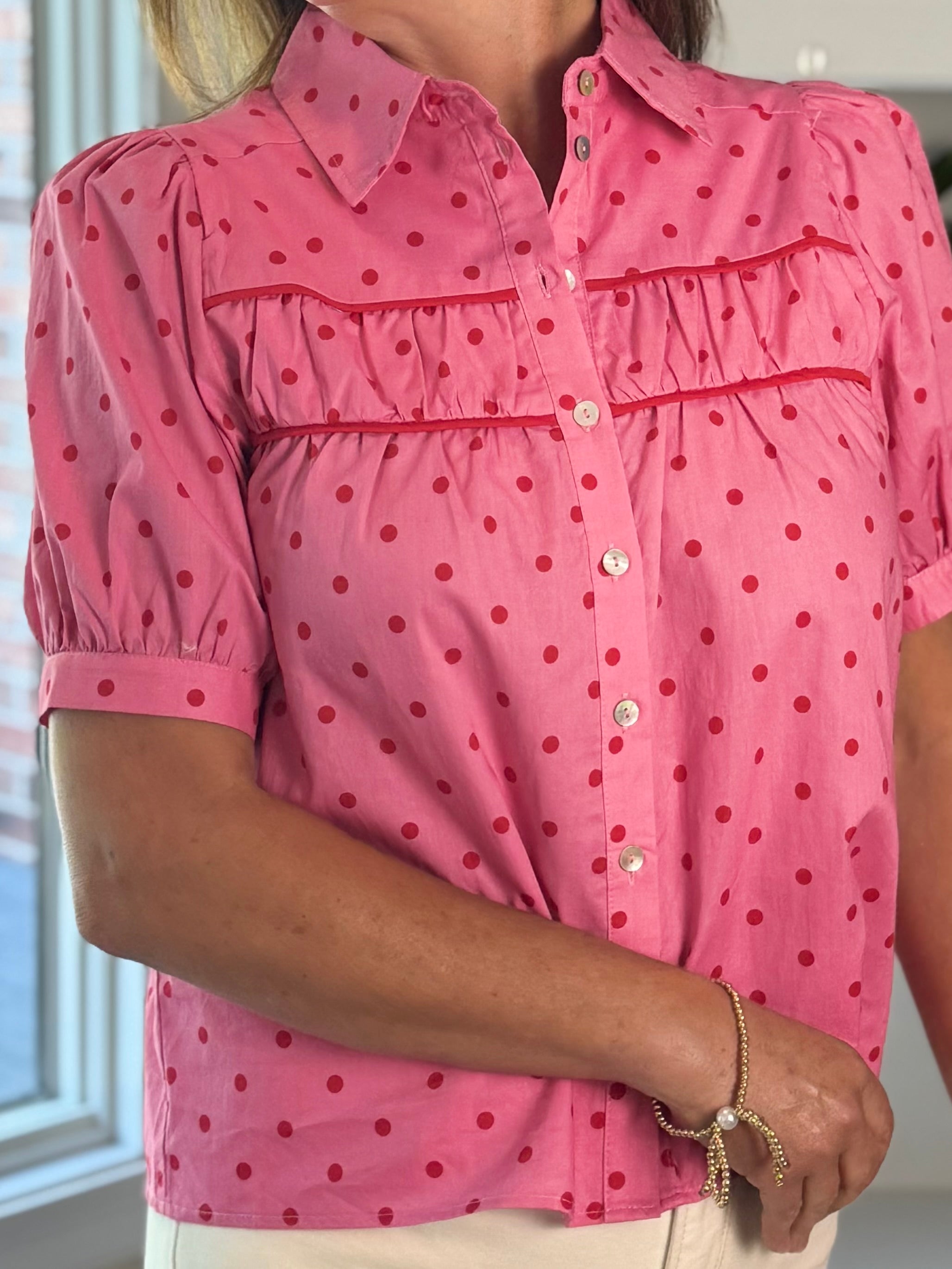 Parisian Polka Dot Top - Pink