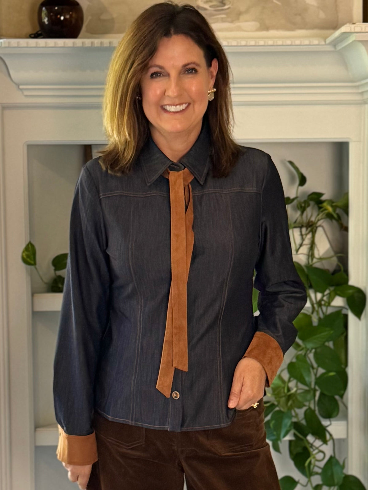 Current Air Best Dressed Tie Blouse