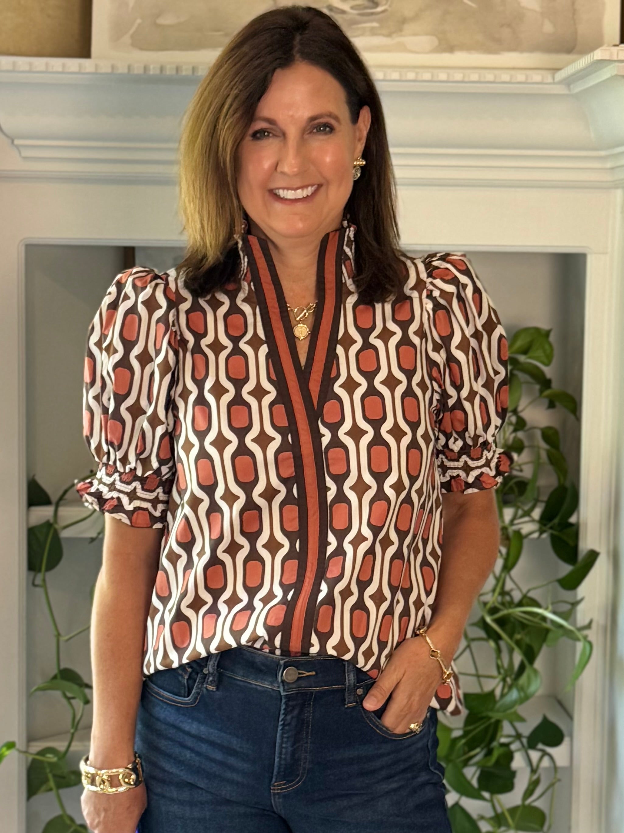 Fall Rewind Print Top