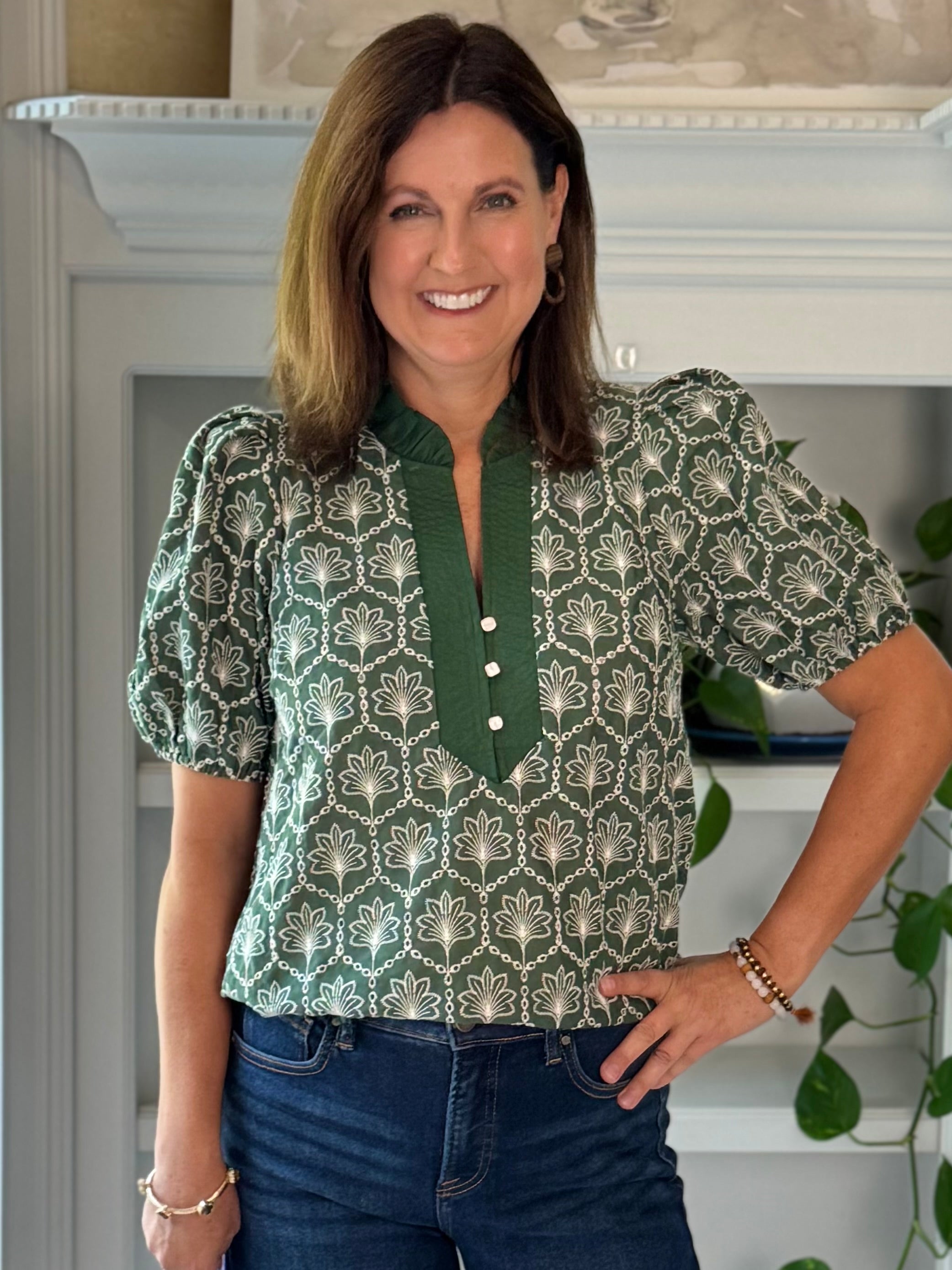 Hunter Elegance Embroidered Top