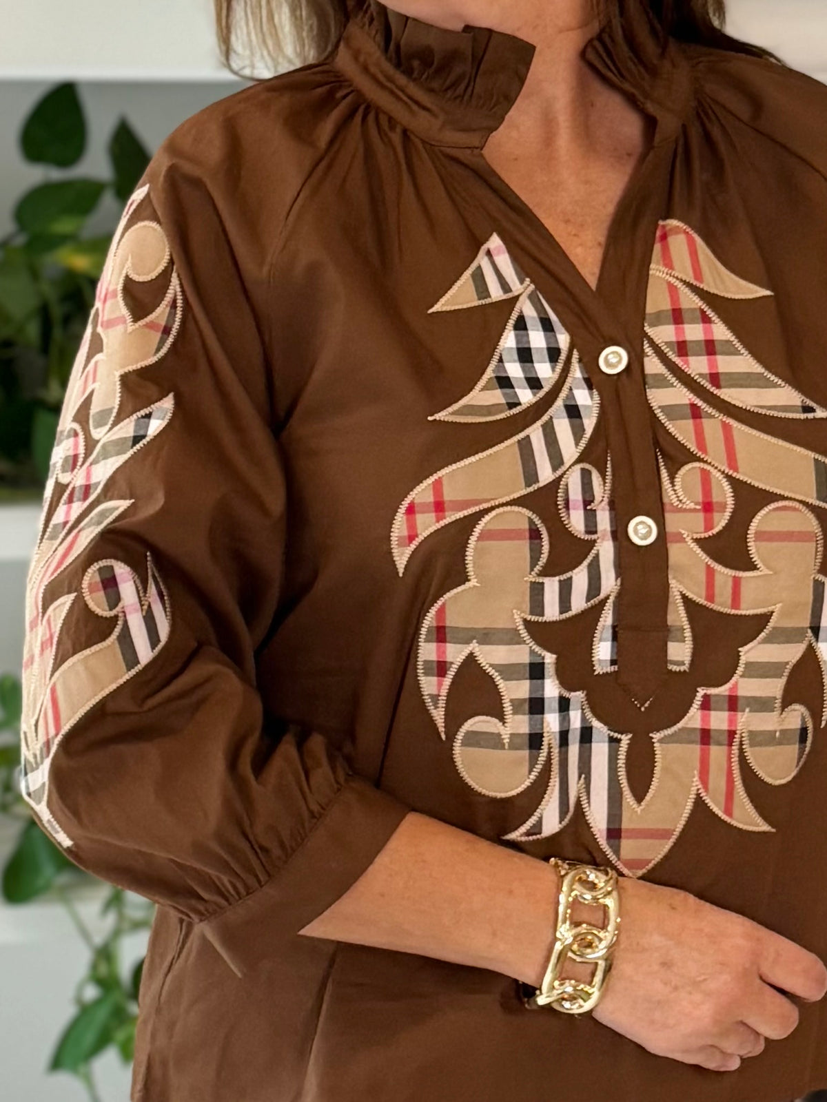 Art of Plaid Embroidered Top