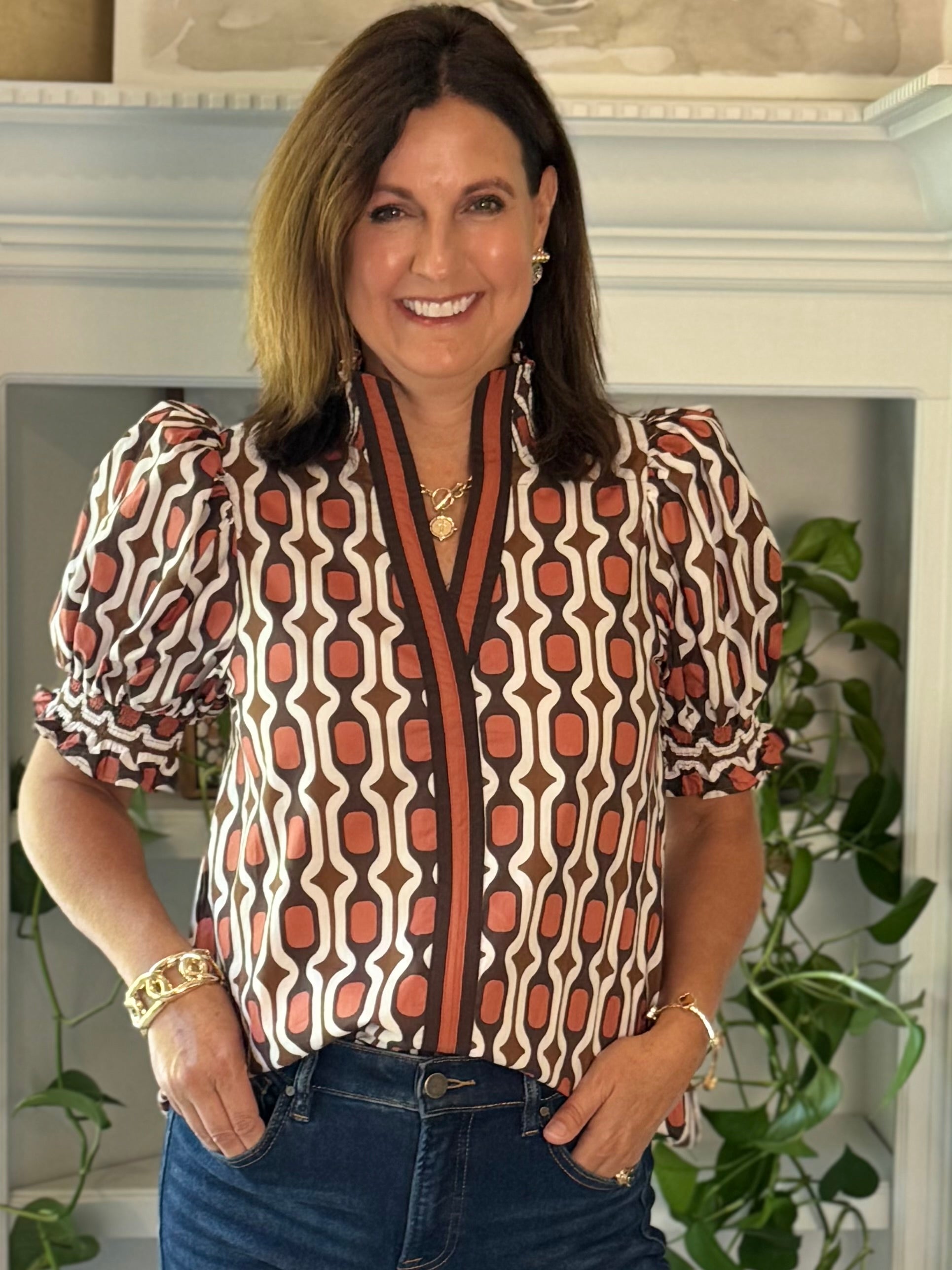 Fall Rewind Print Top