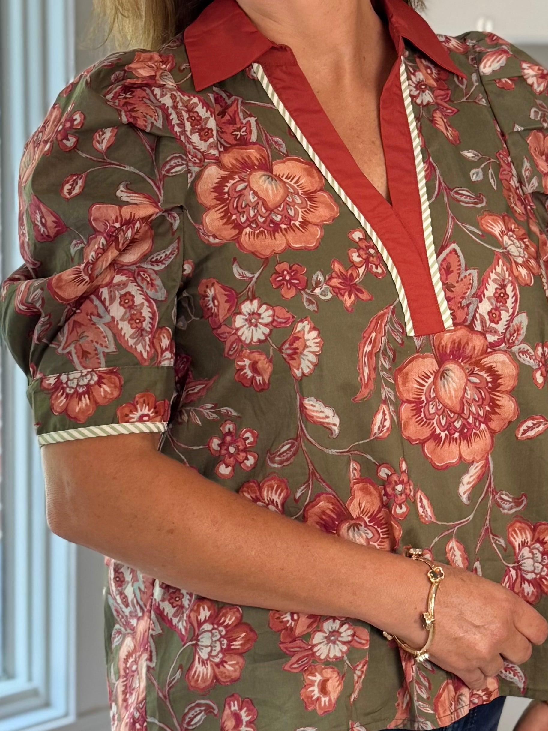 Harvest Garden Floral Contrast Top