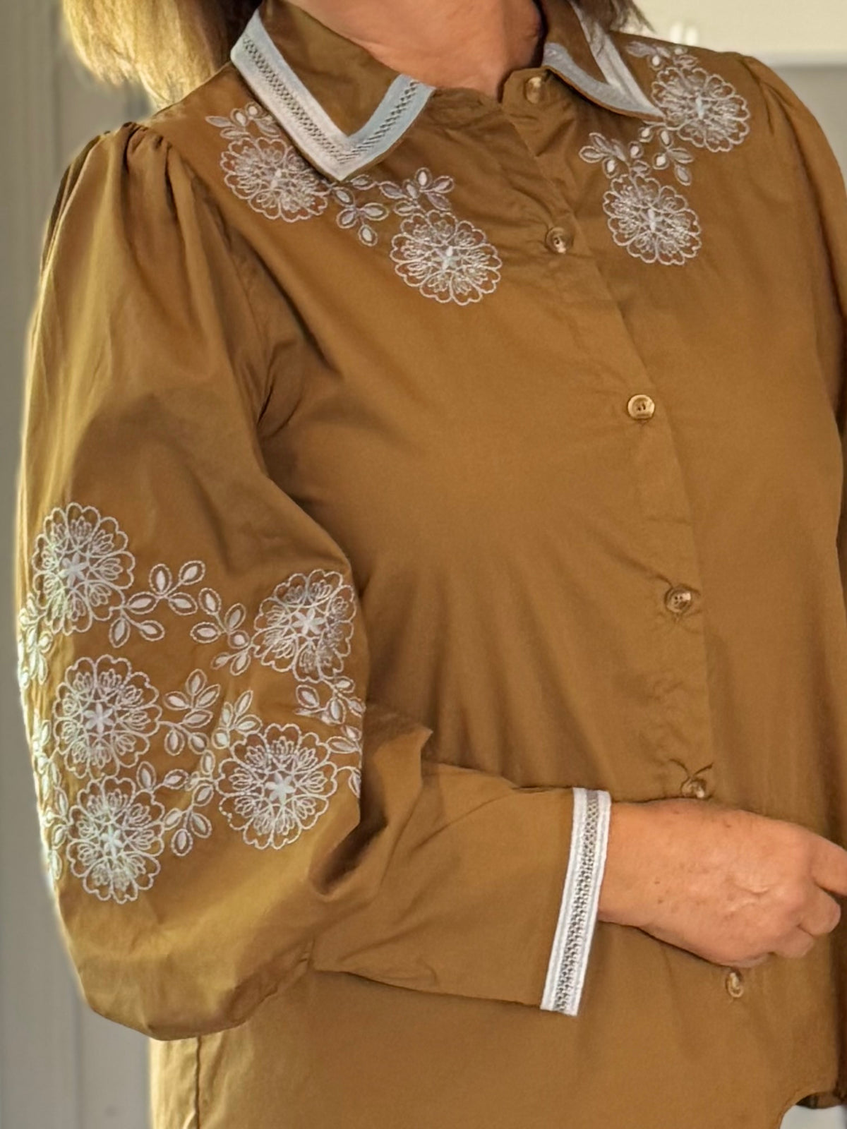 Free Spirit Embroidered Top - Brown