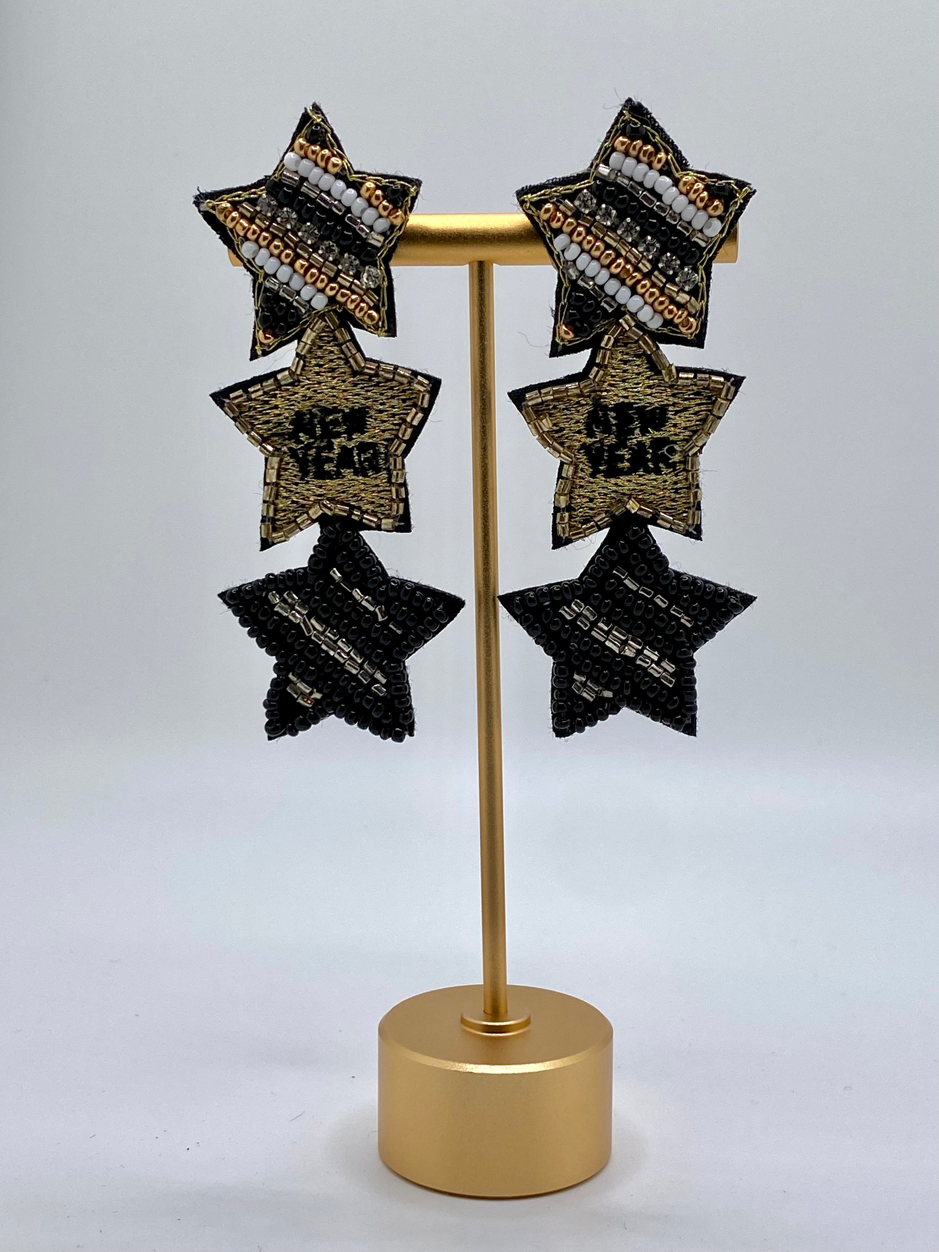 Happy New Year Star Earrings