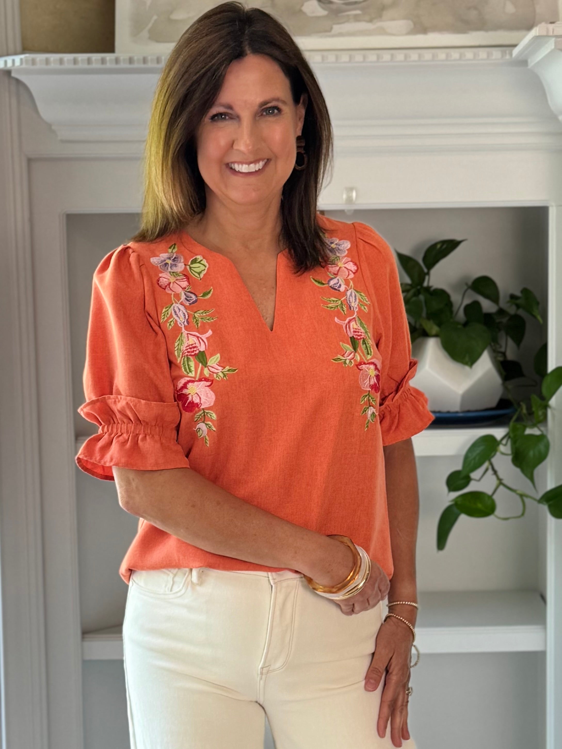 Sunset Elegance Embroidered Top