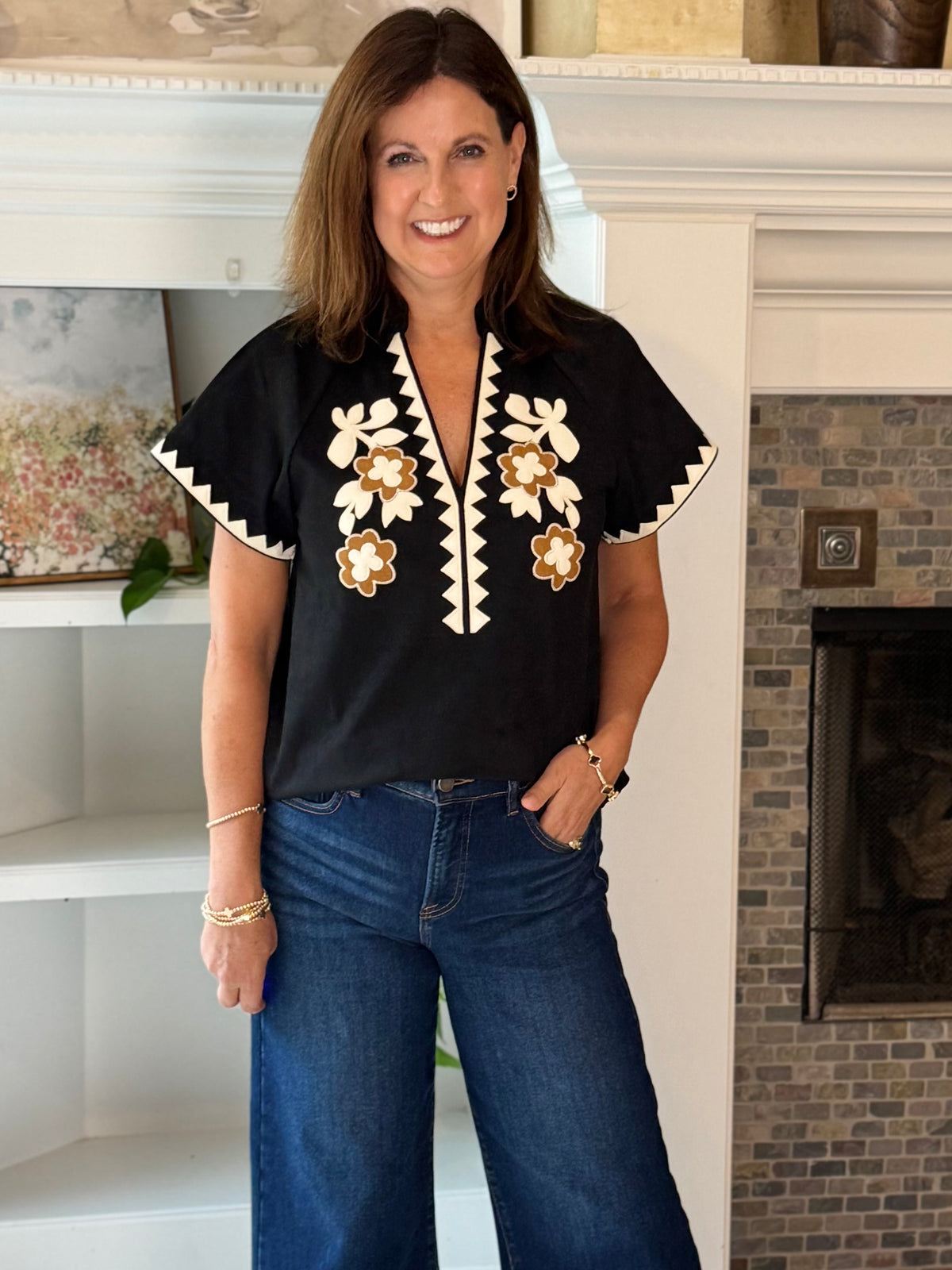 THML Wild Trails Embroidered Top