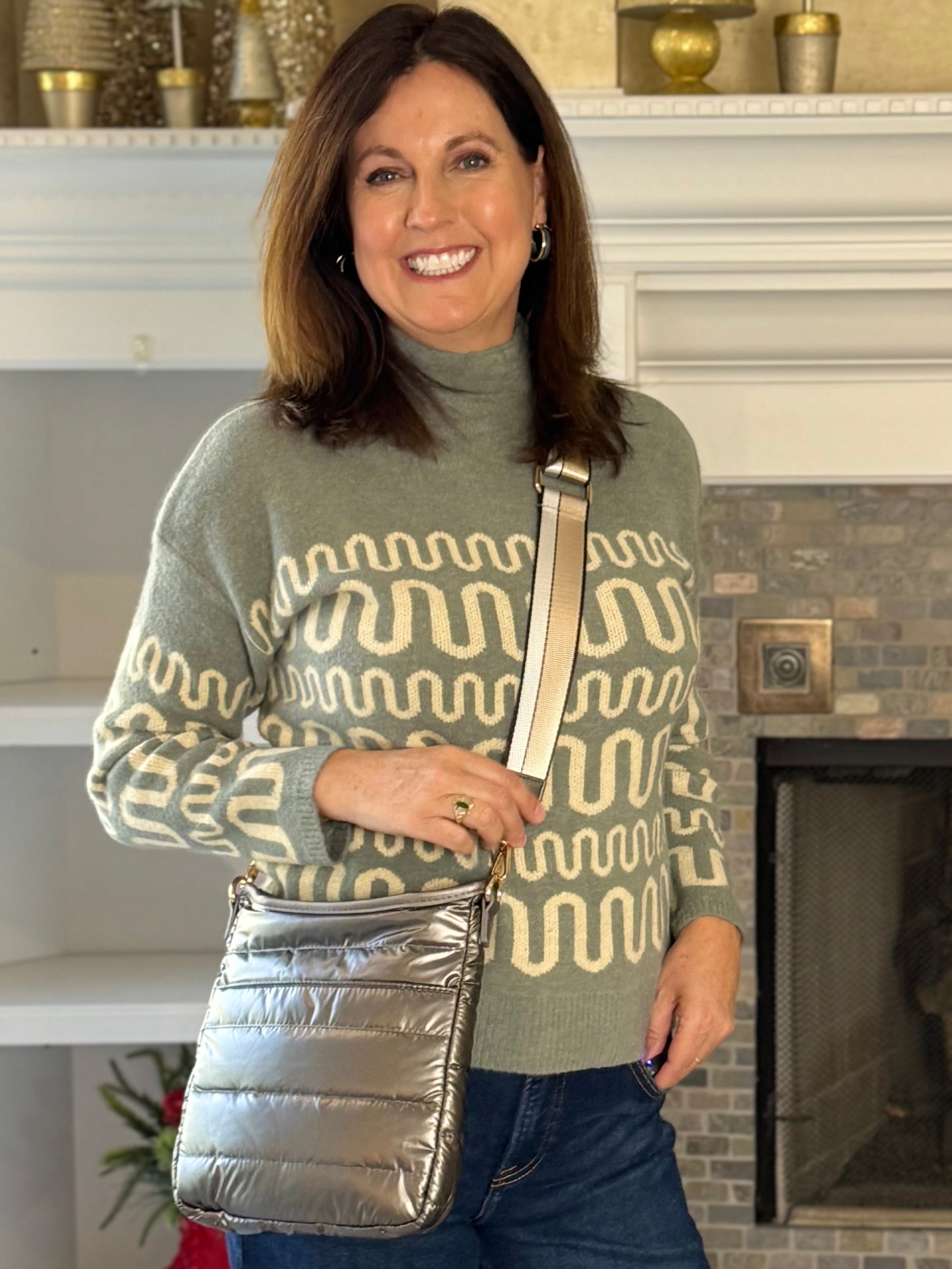 Quilted Puffer Crossbody Bag - Pewter