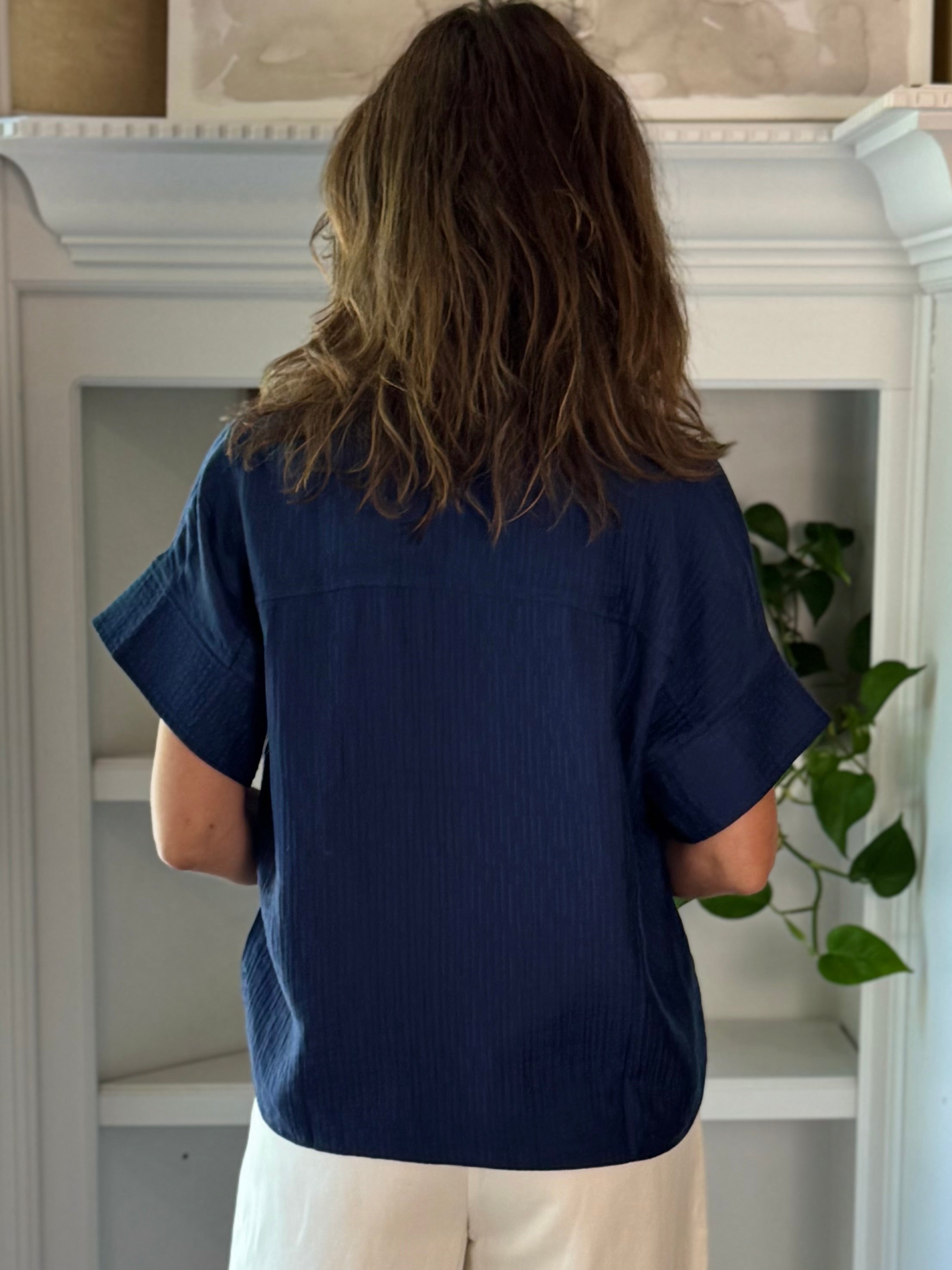 Current Air Navy Luxe Blouse