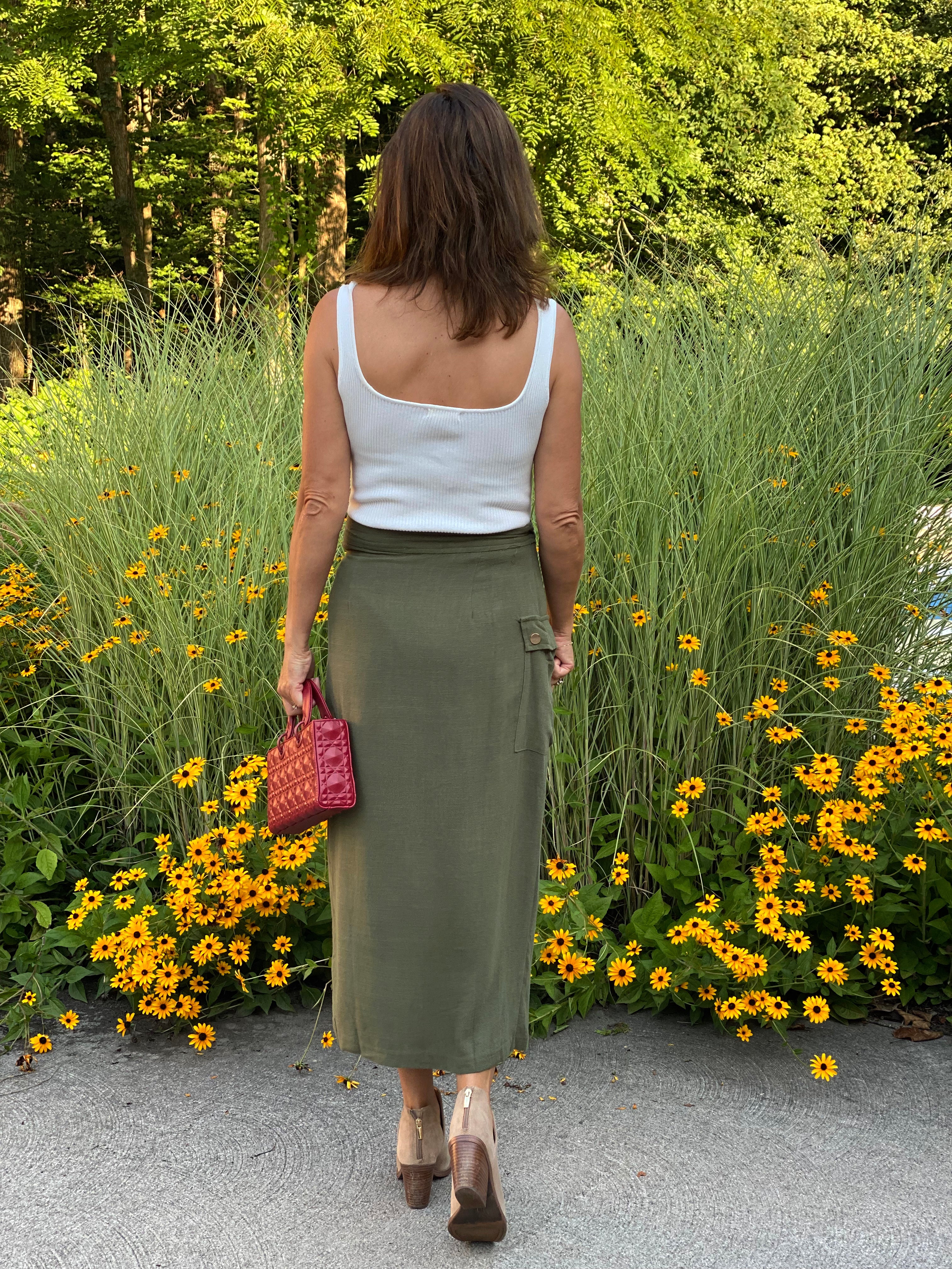 Cargo Wrap Skirt in Olive