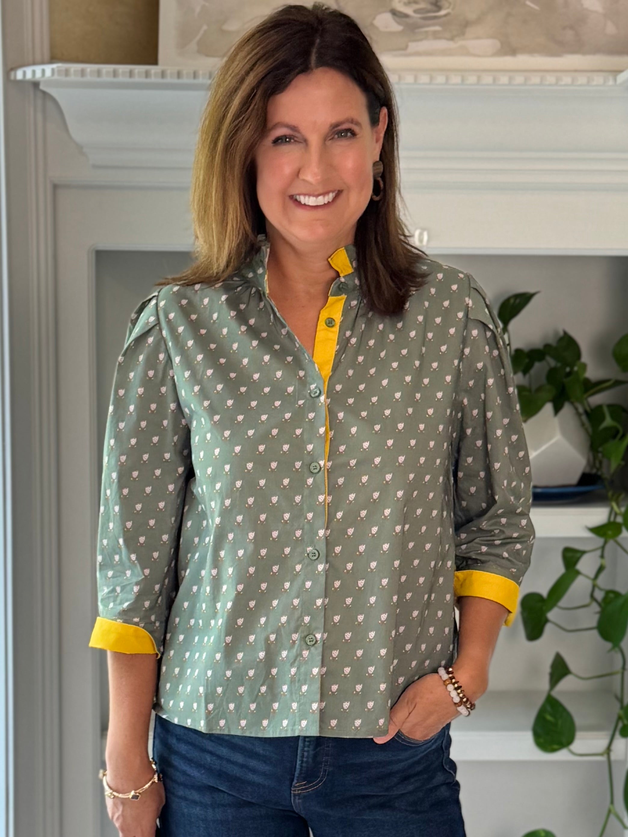 Sunshine & Sage Floral Top