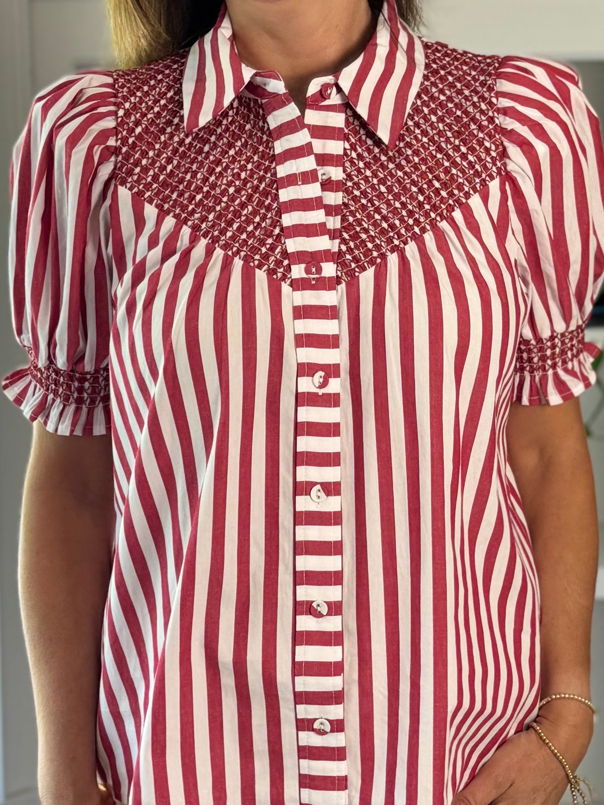 Red Line Striped Top