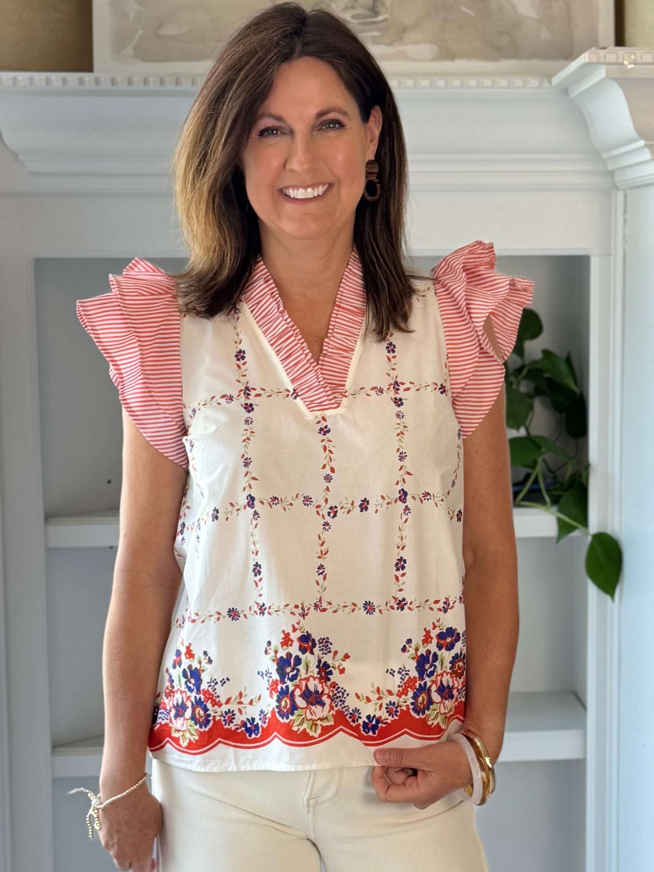 Summer Stroll Floral Contrast Top