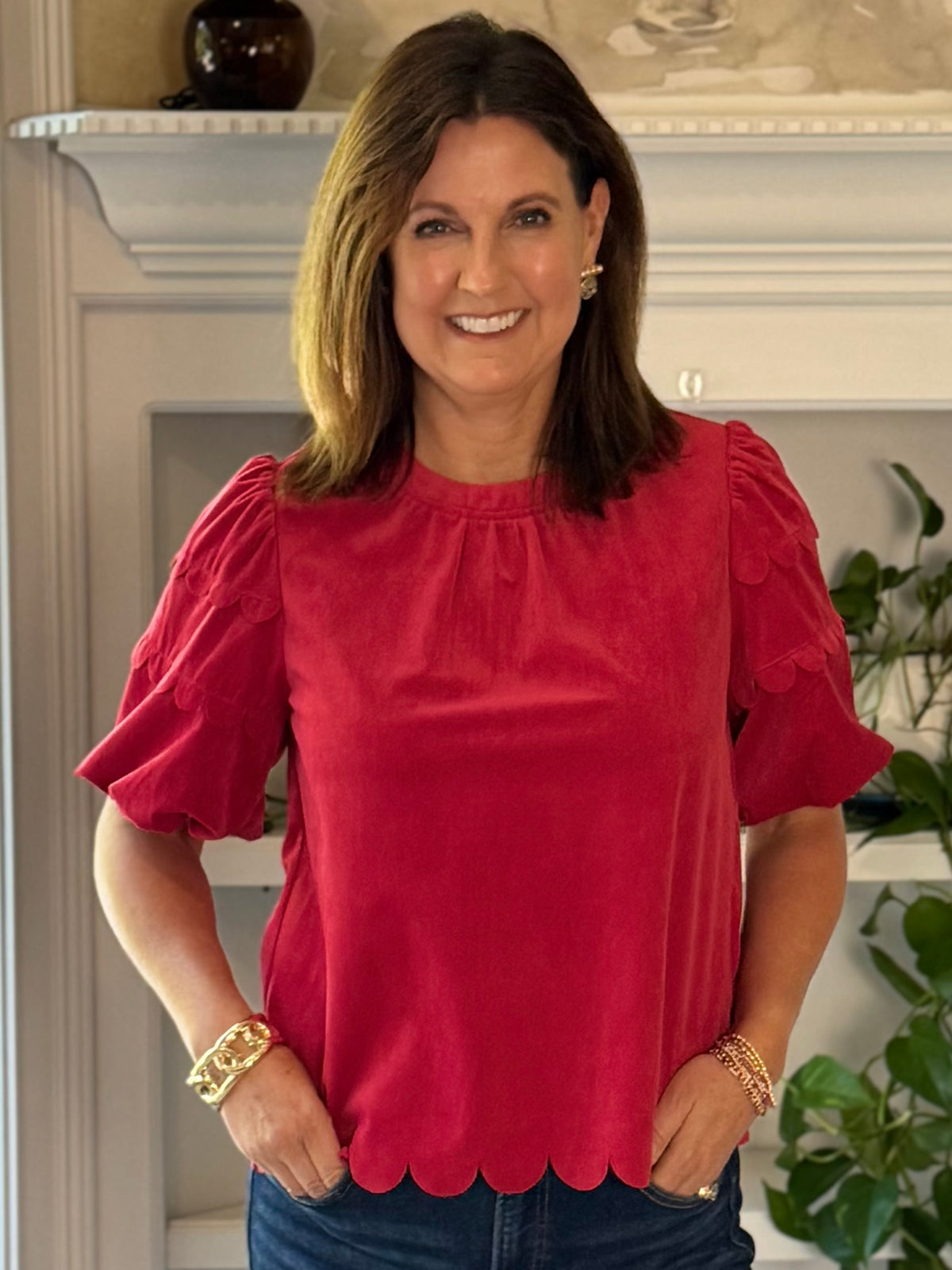 Corduroy Crush Scalloped Top