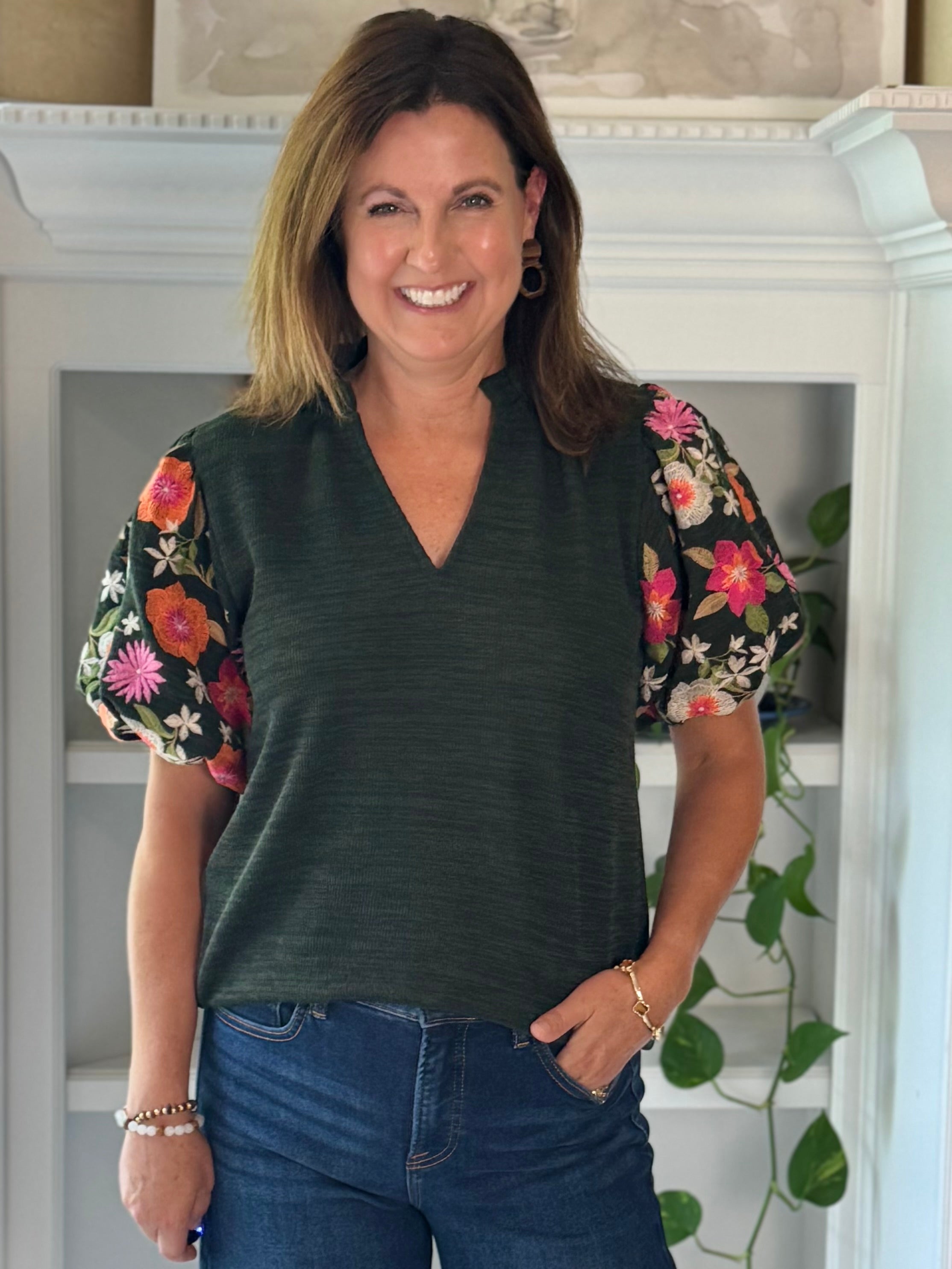 THML Fall in Bloom Embroidered Top