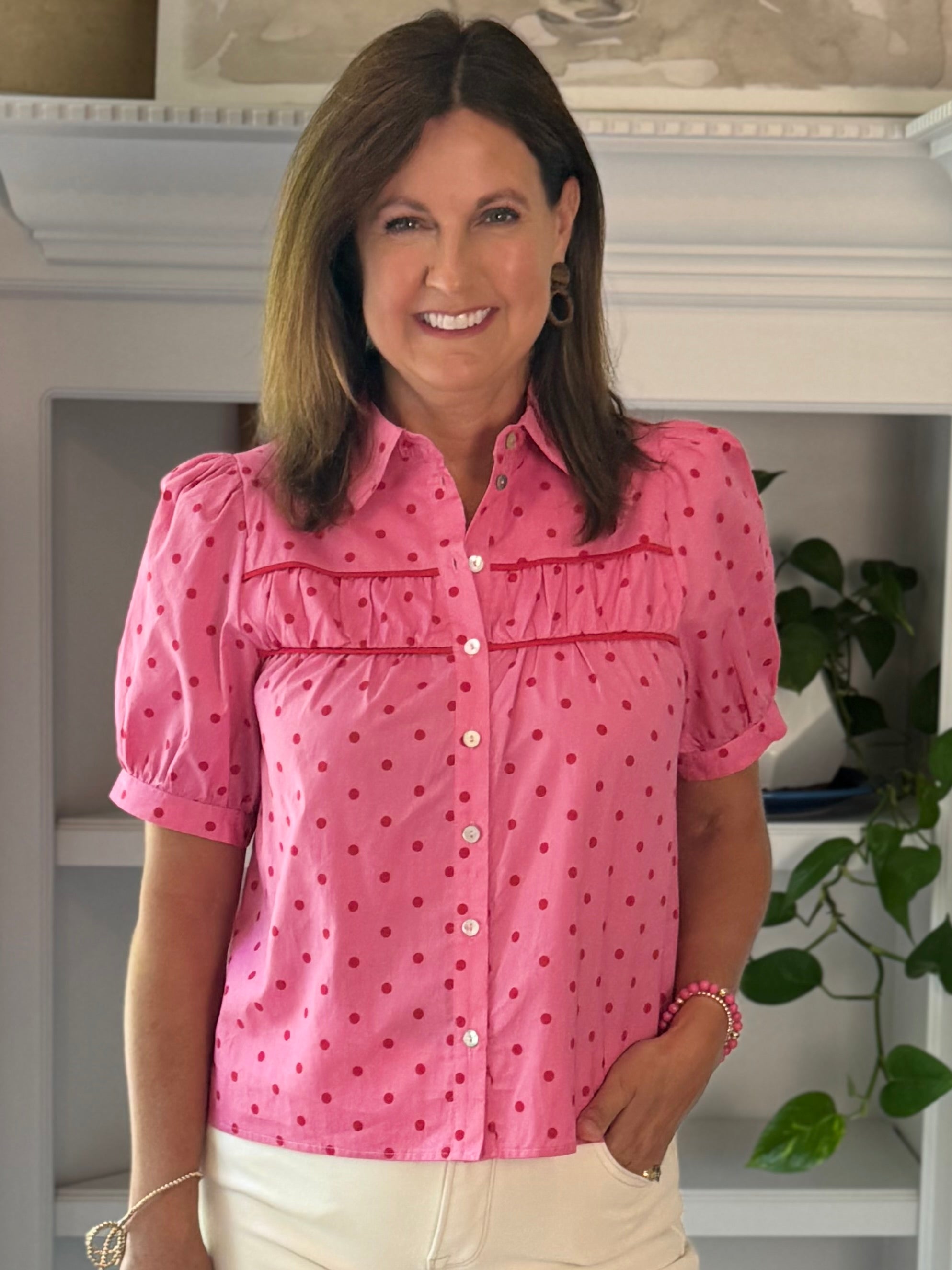 Parisian Polka Dot Top - Pink