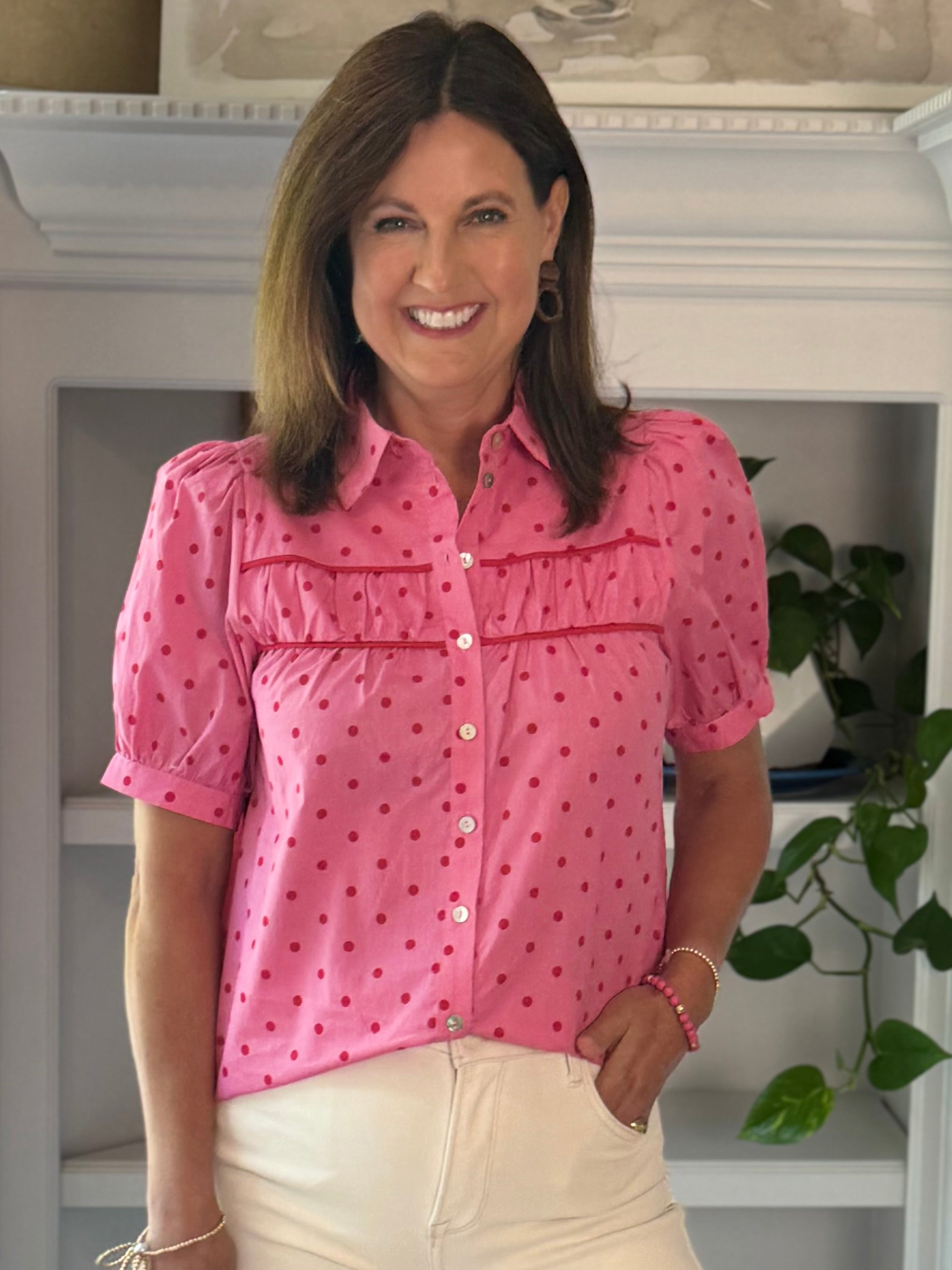 Parisian Polka Dot Top - Pink