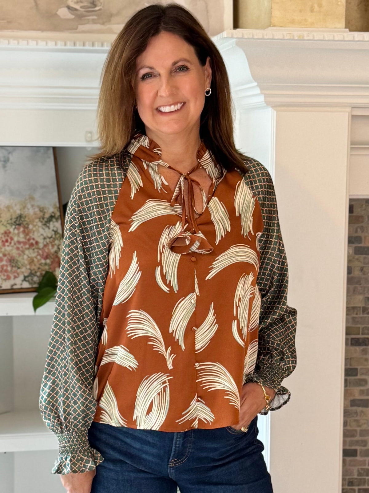 THML Signature Stroke Print Blouse